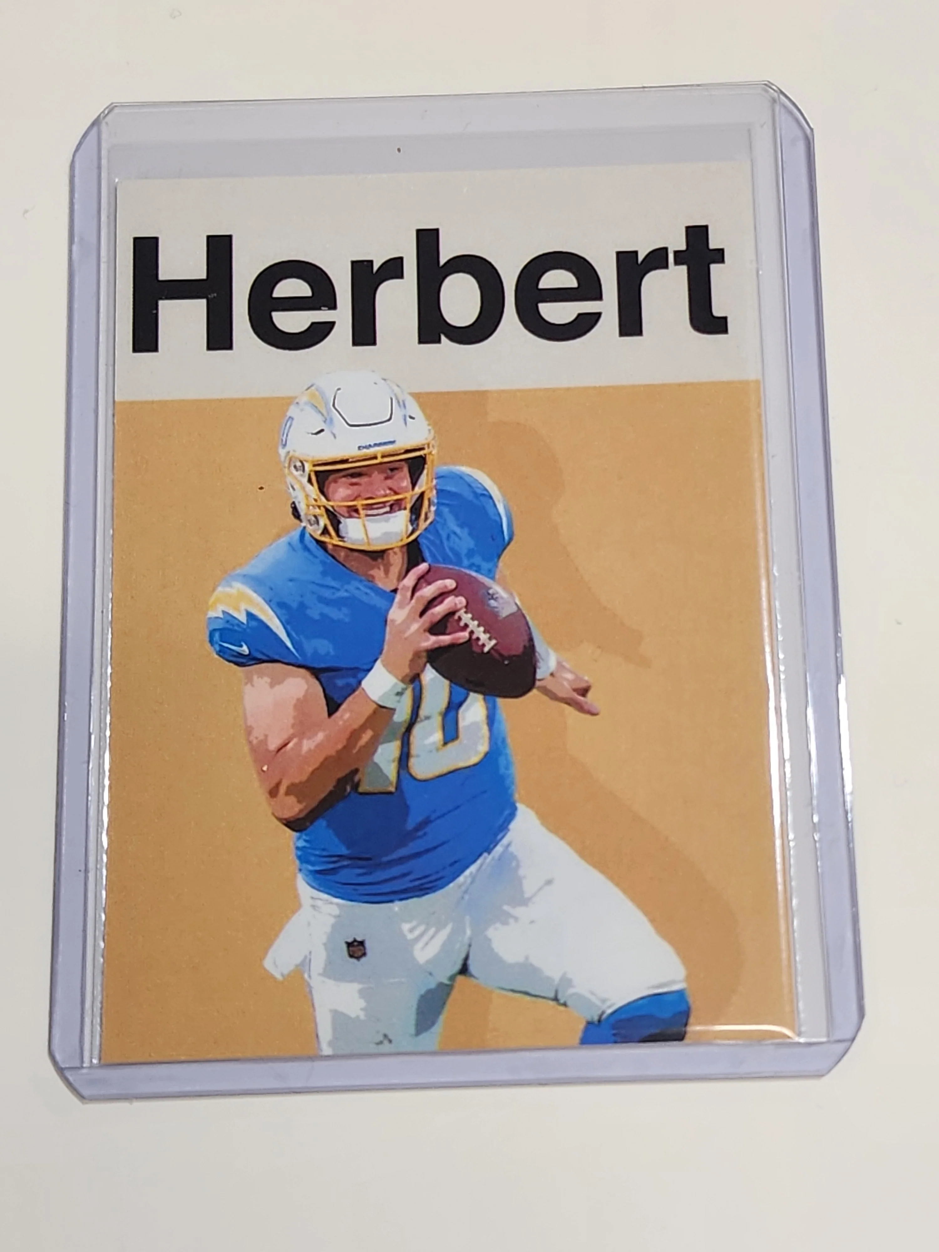 Justin Herbert Artist Signed Football Art Card 1/10