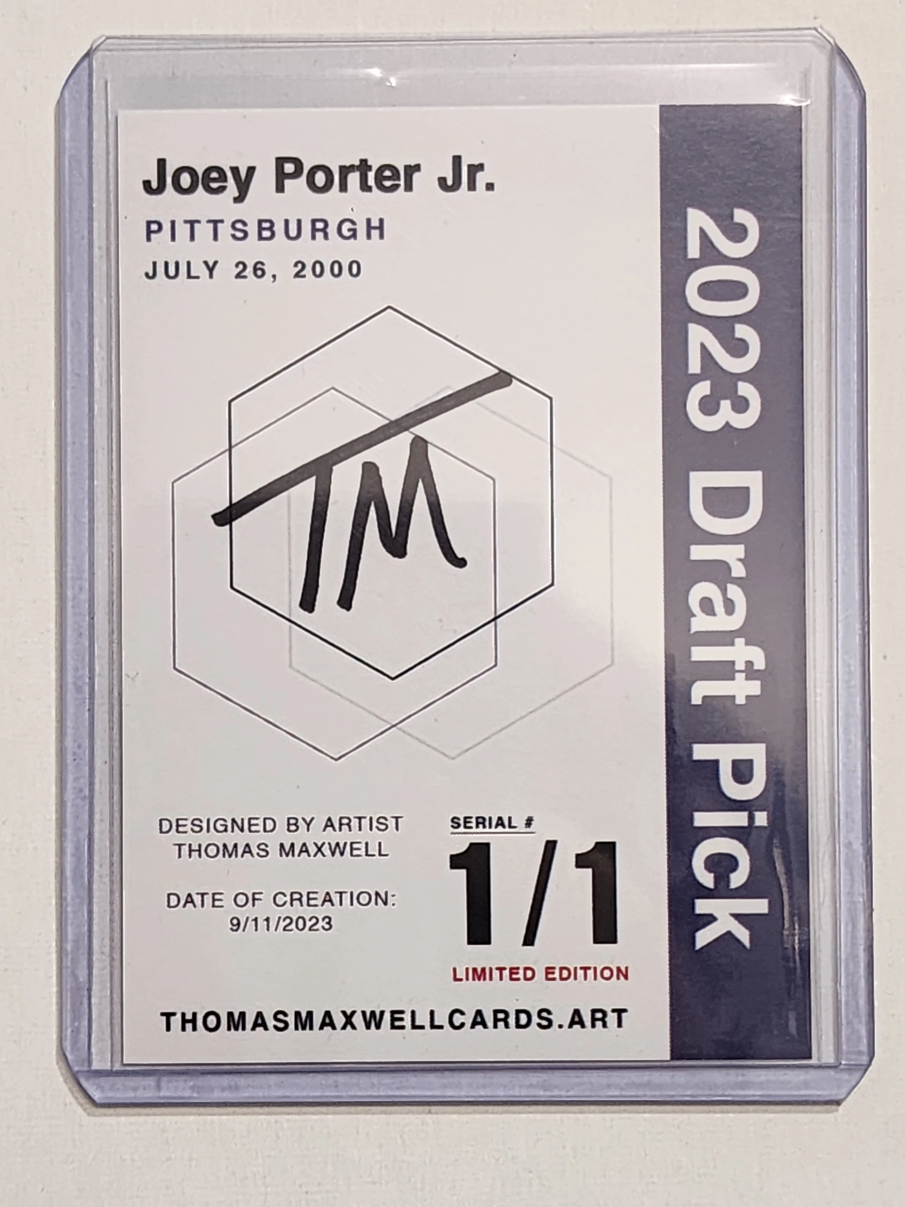 Joey Porter Jr. Artist Signed Pittsburgh Steelers Refractor Art Card 1/1