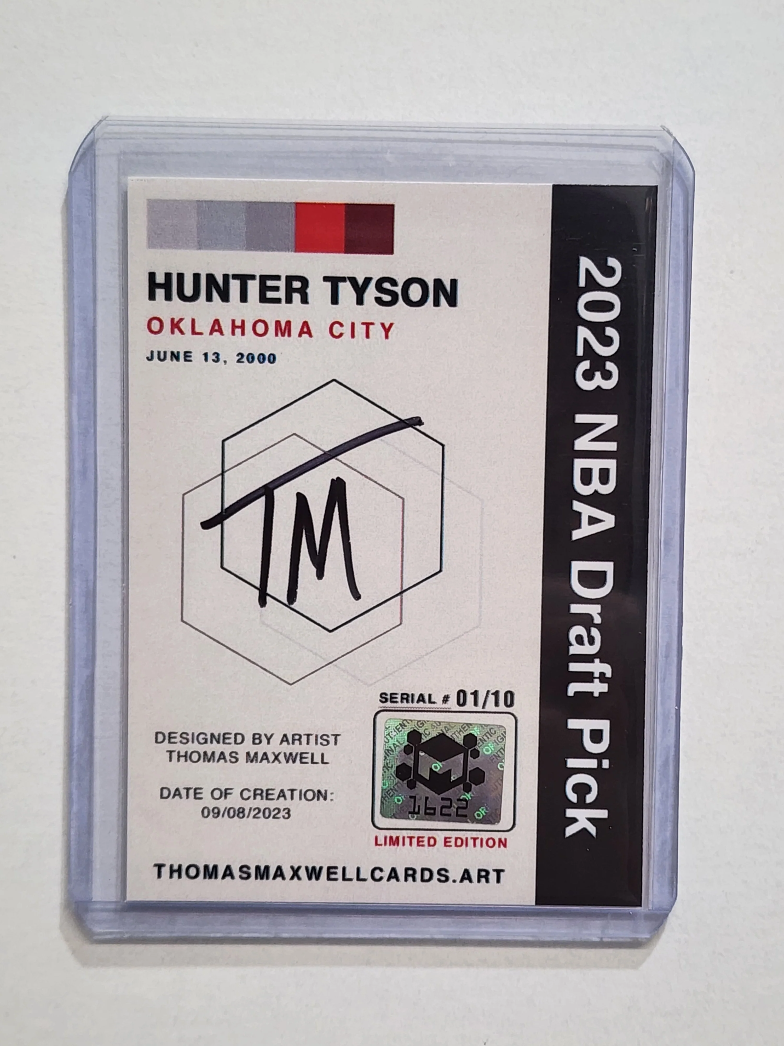 Hunter Tyson Artist Signed Basketball Art Card 1/10