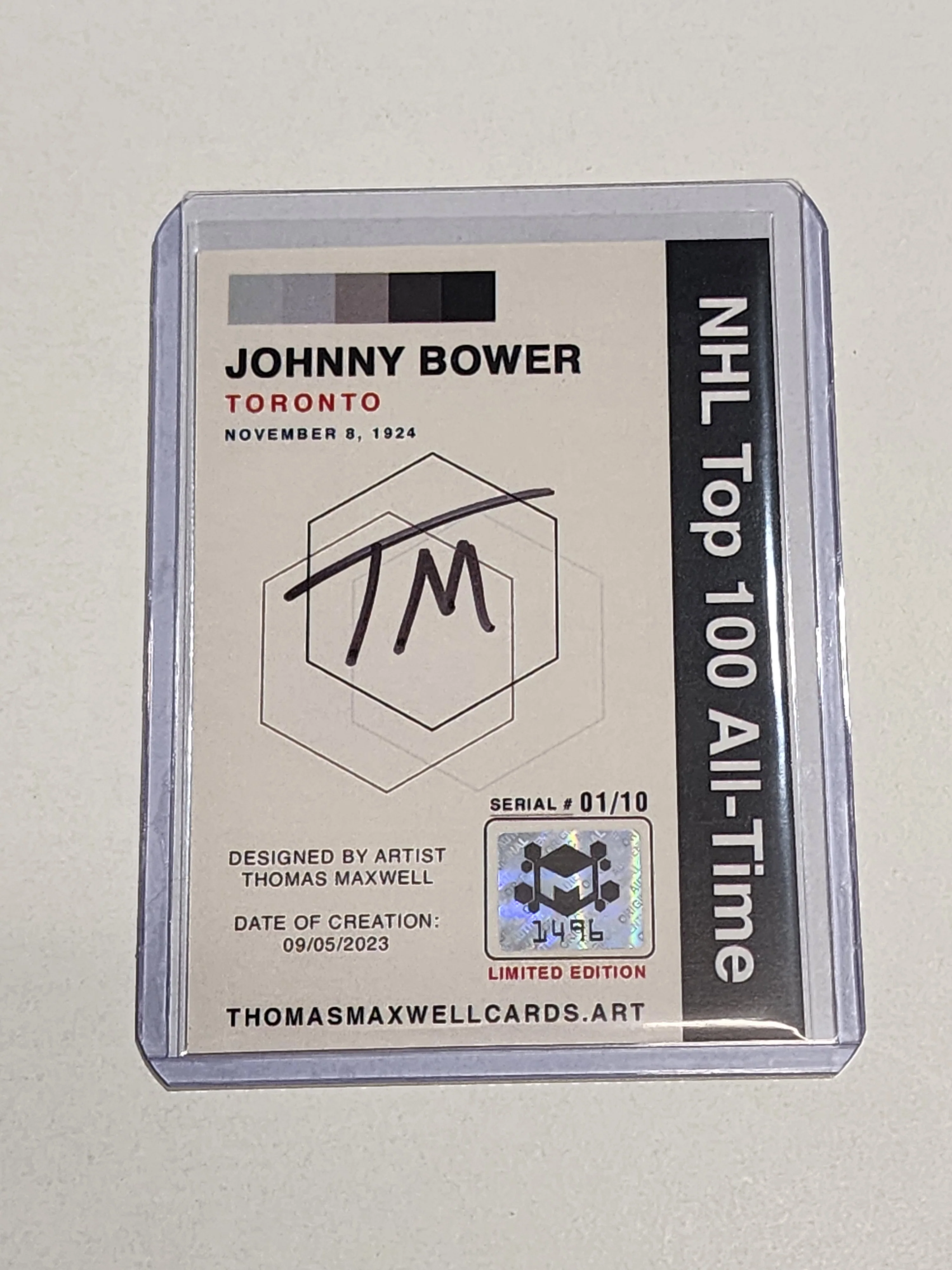 Johnny Bower Artist Signed Hockey Art Card 1/10
