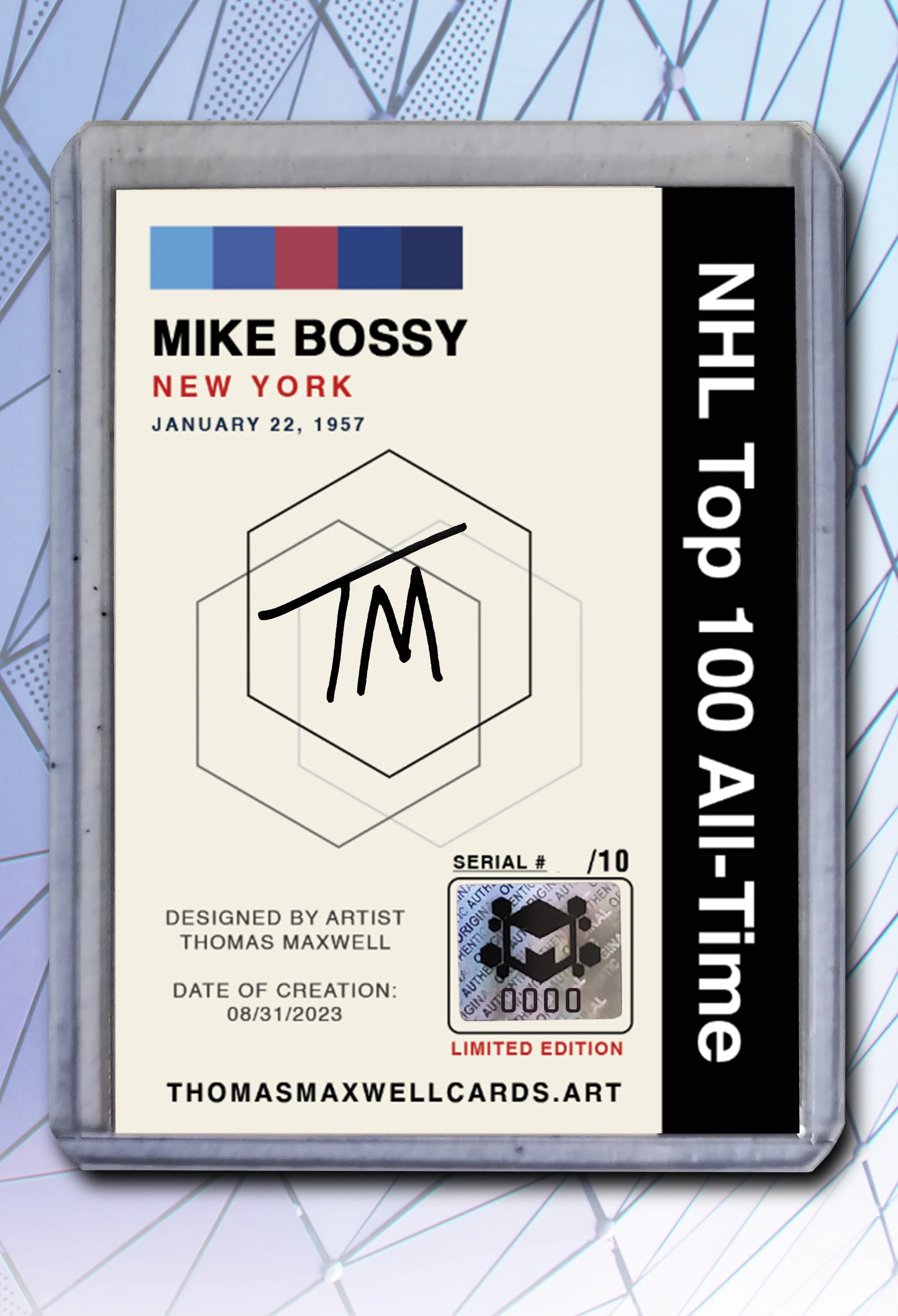 Mike Bossy Artist Signed Hockey Art Card 1/10
