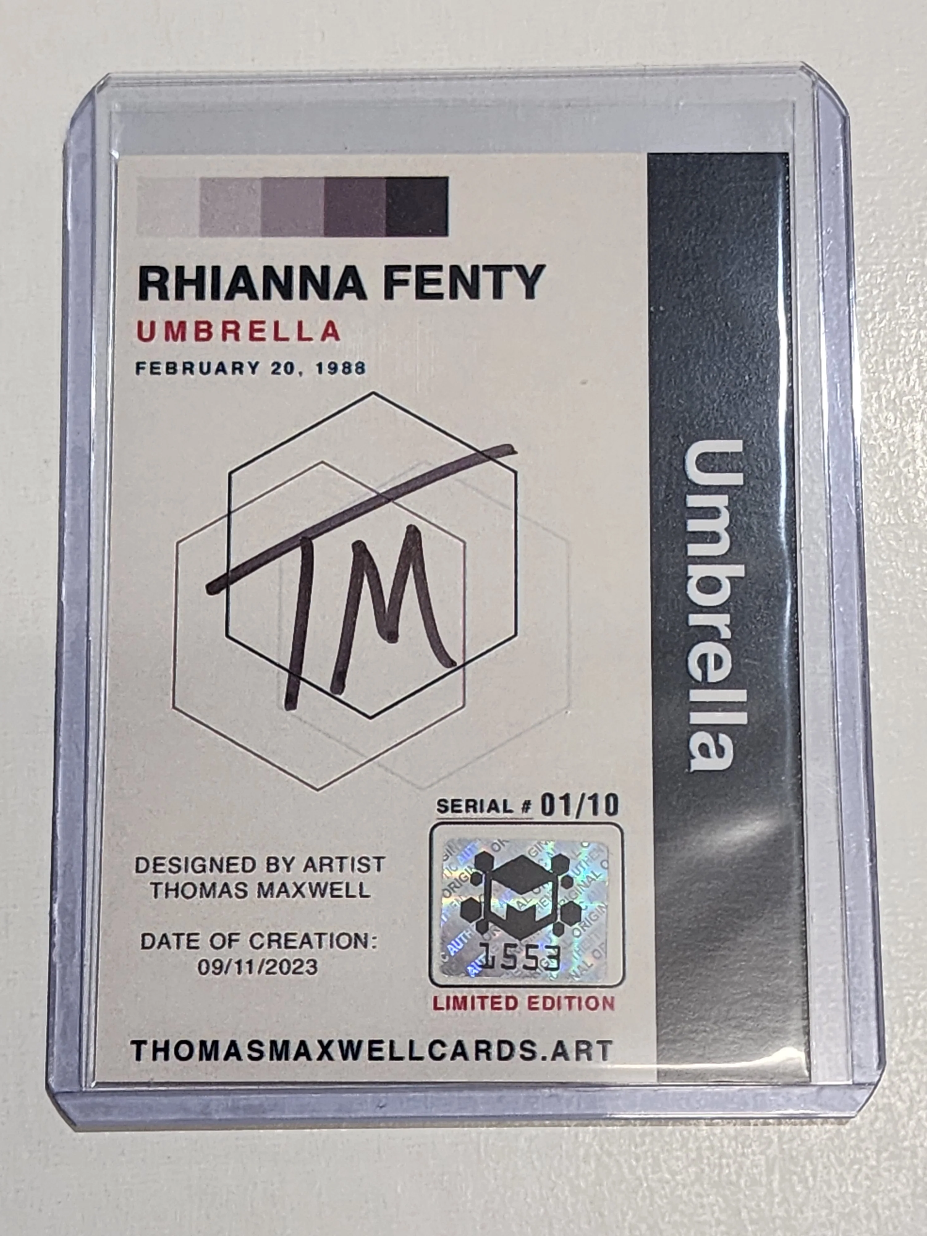 Rhianna Artist Signed Music Art Card 1/10