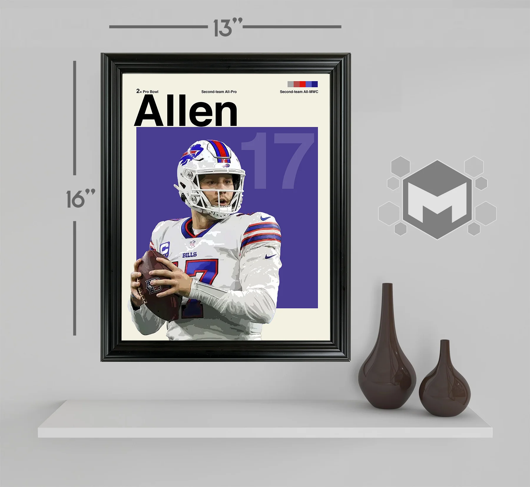 Josh Allen Framed Sports Art Photo by Thomas Maxwell