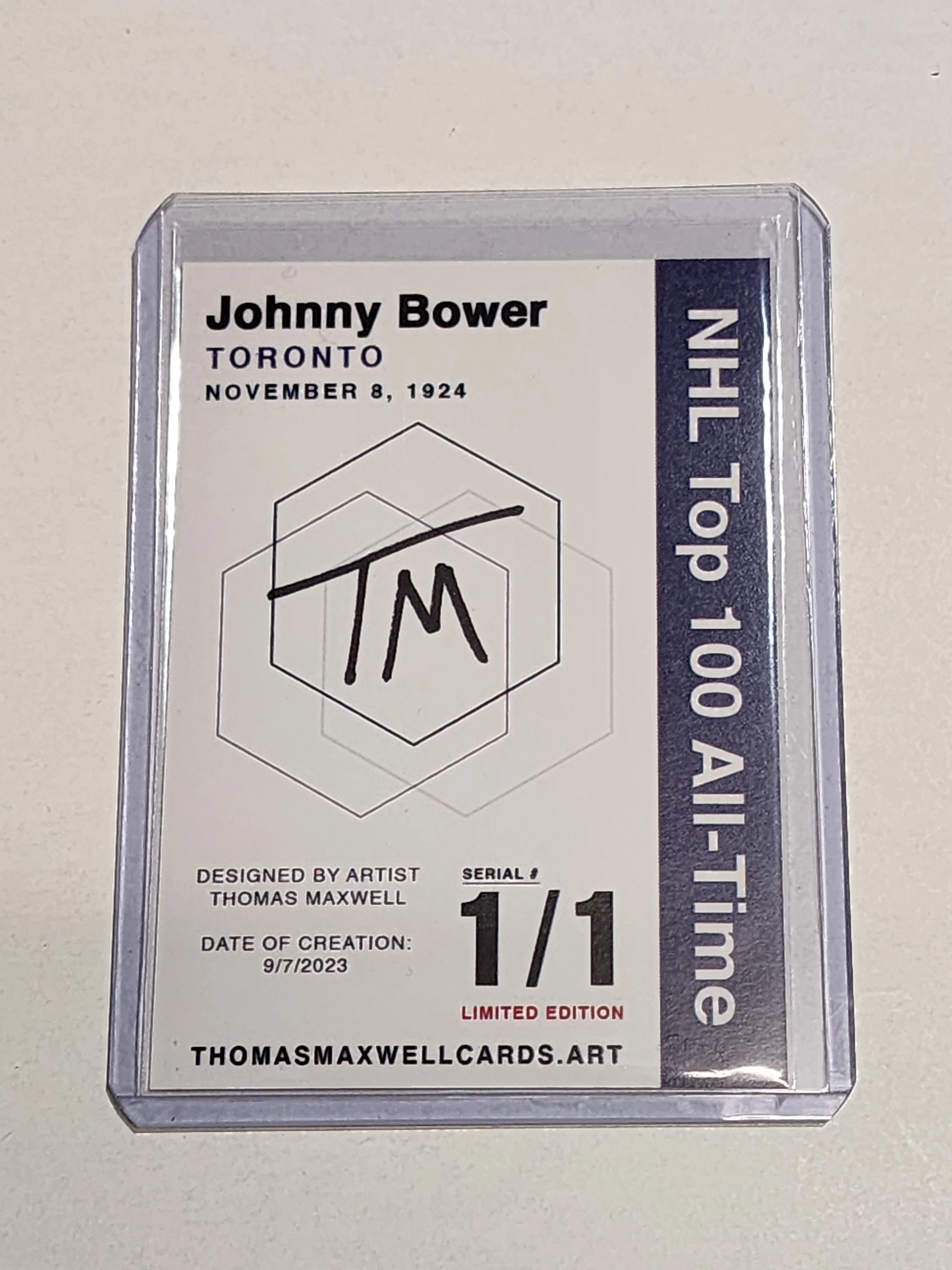 Johnny Bower Artist Signed Toronto Maple Leafs Refractor Art Card 1/1