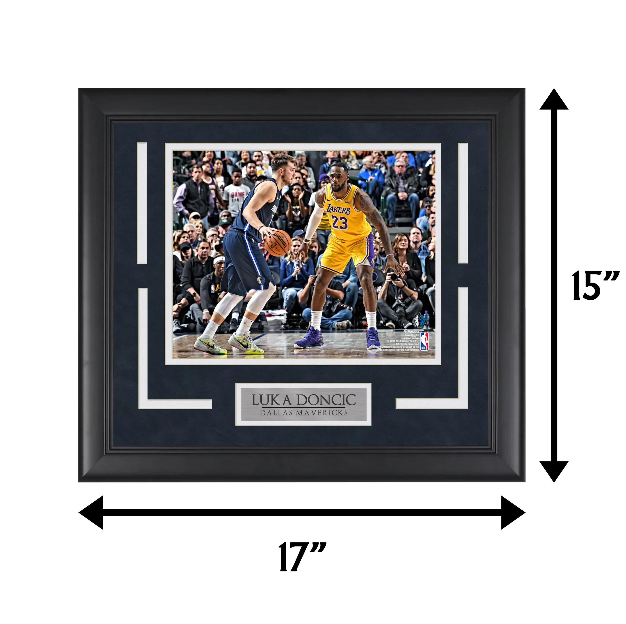 Luka Doncic v Lebron James - Changing of the Guard - Framed Basketball Photo