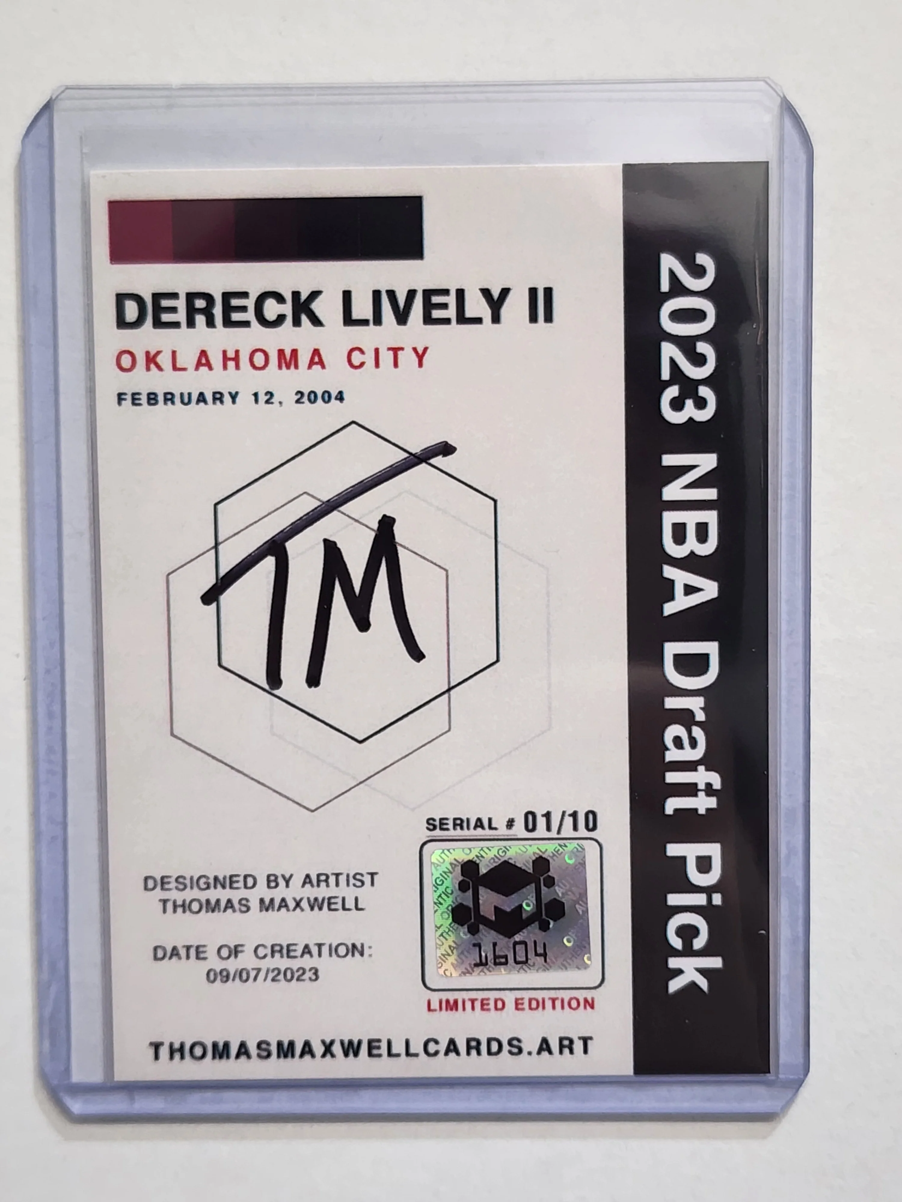 Dereck Lively II Artist Signed Basketball Art Card 1/10