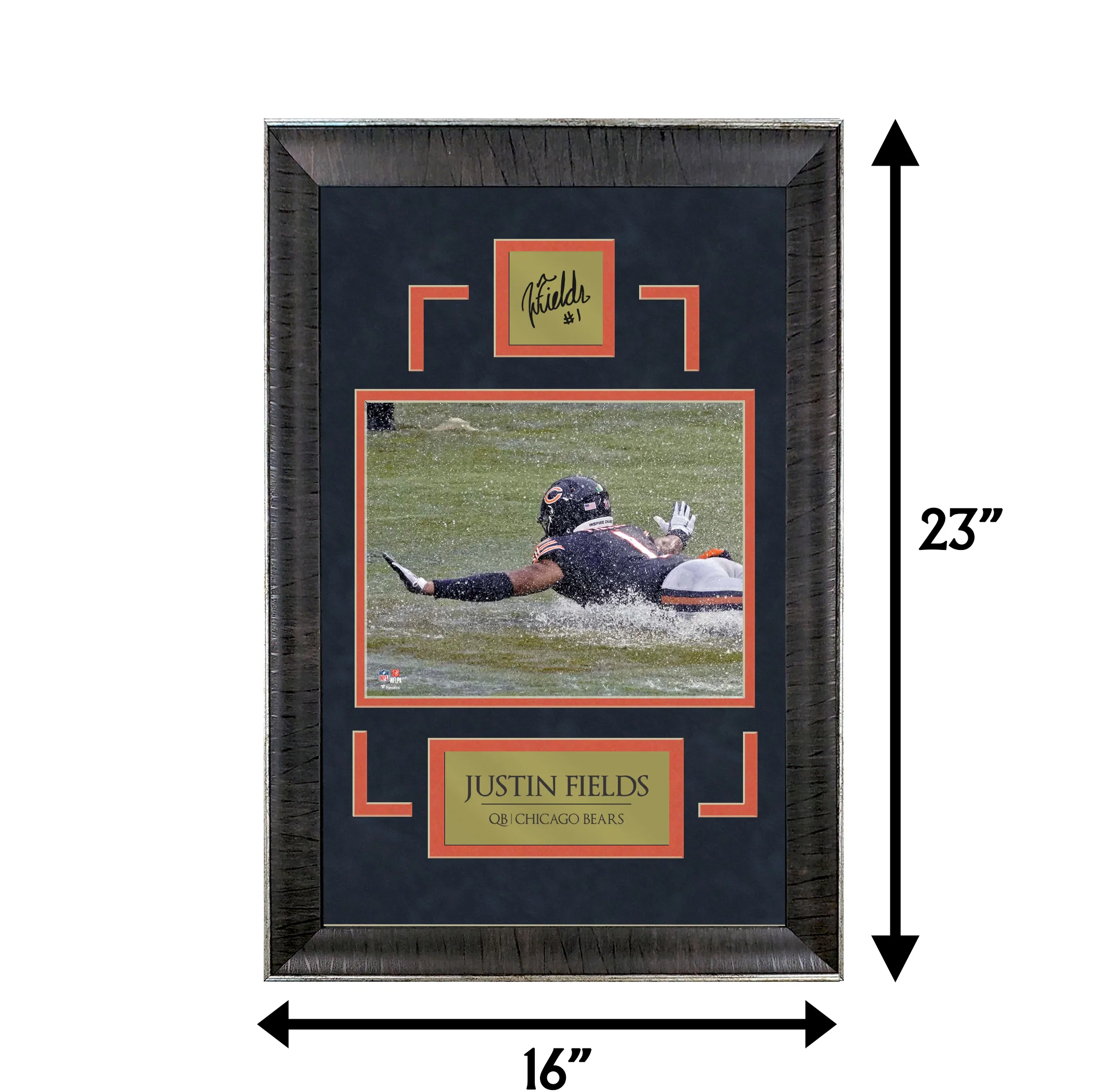 Justin Fields - Chi Town Slide - Sports Deluxe | 16 x 23 - Framed Football Photo