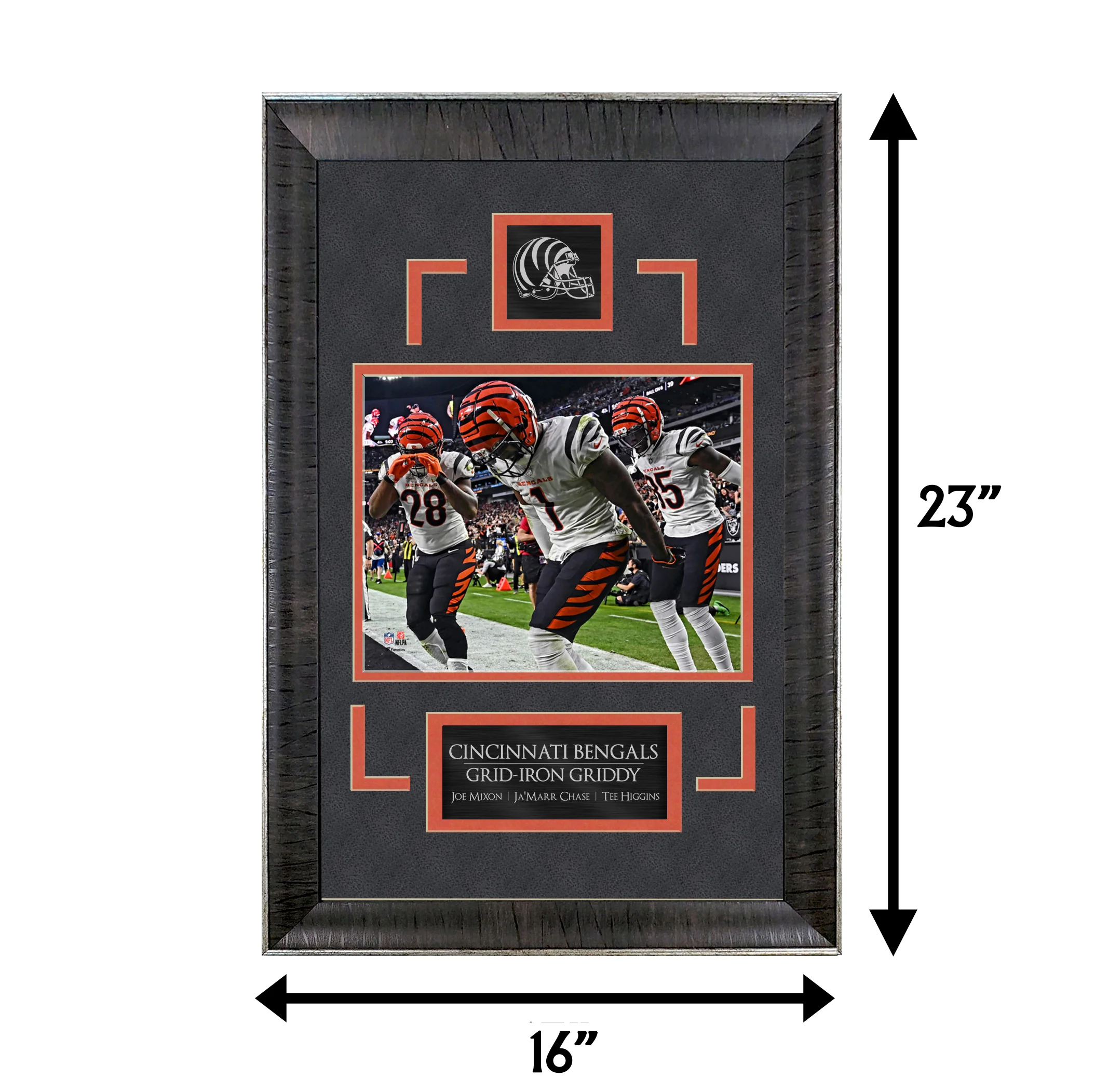 Chase, Mixon, Higgins - Grid Iron Griddy - Sports Deluxe | 16 x 23 - Framed Football Photo