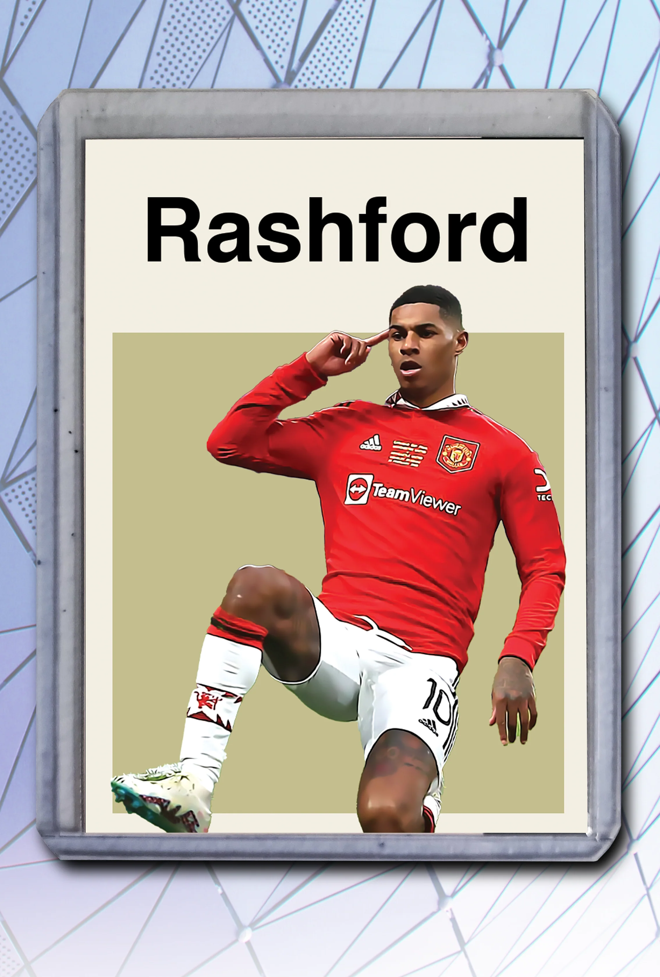 Marcus Rashford Artist Signed Soccer Art Card 1/10