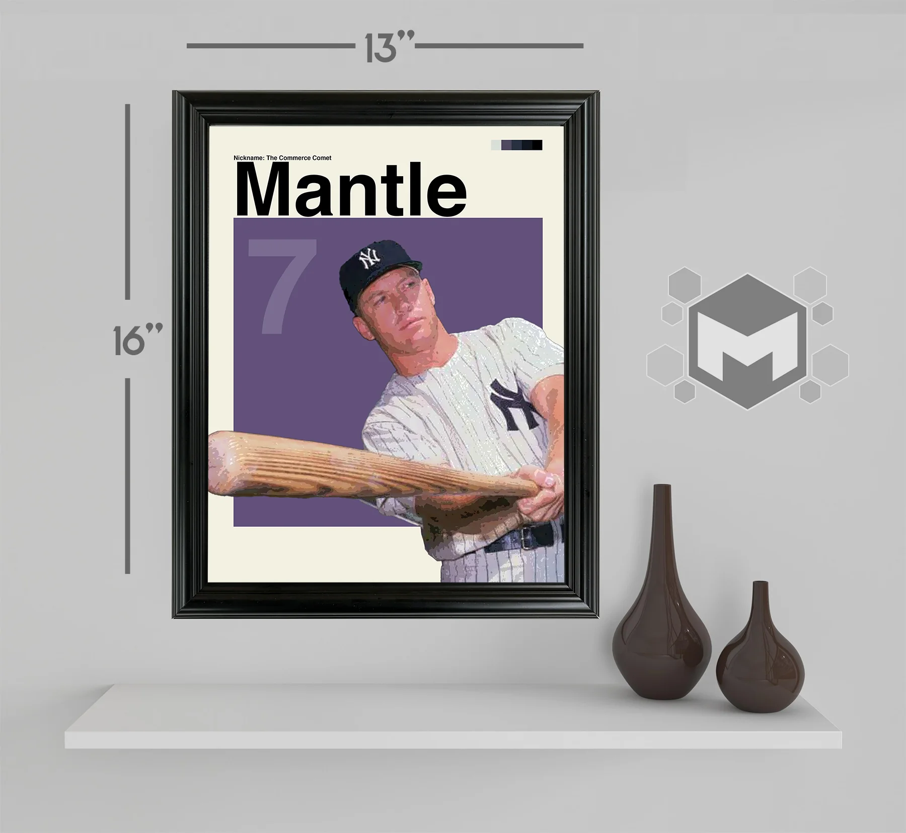 Mickey Mantle Framed Sports Art Photo by Thomas Maxwell