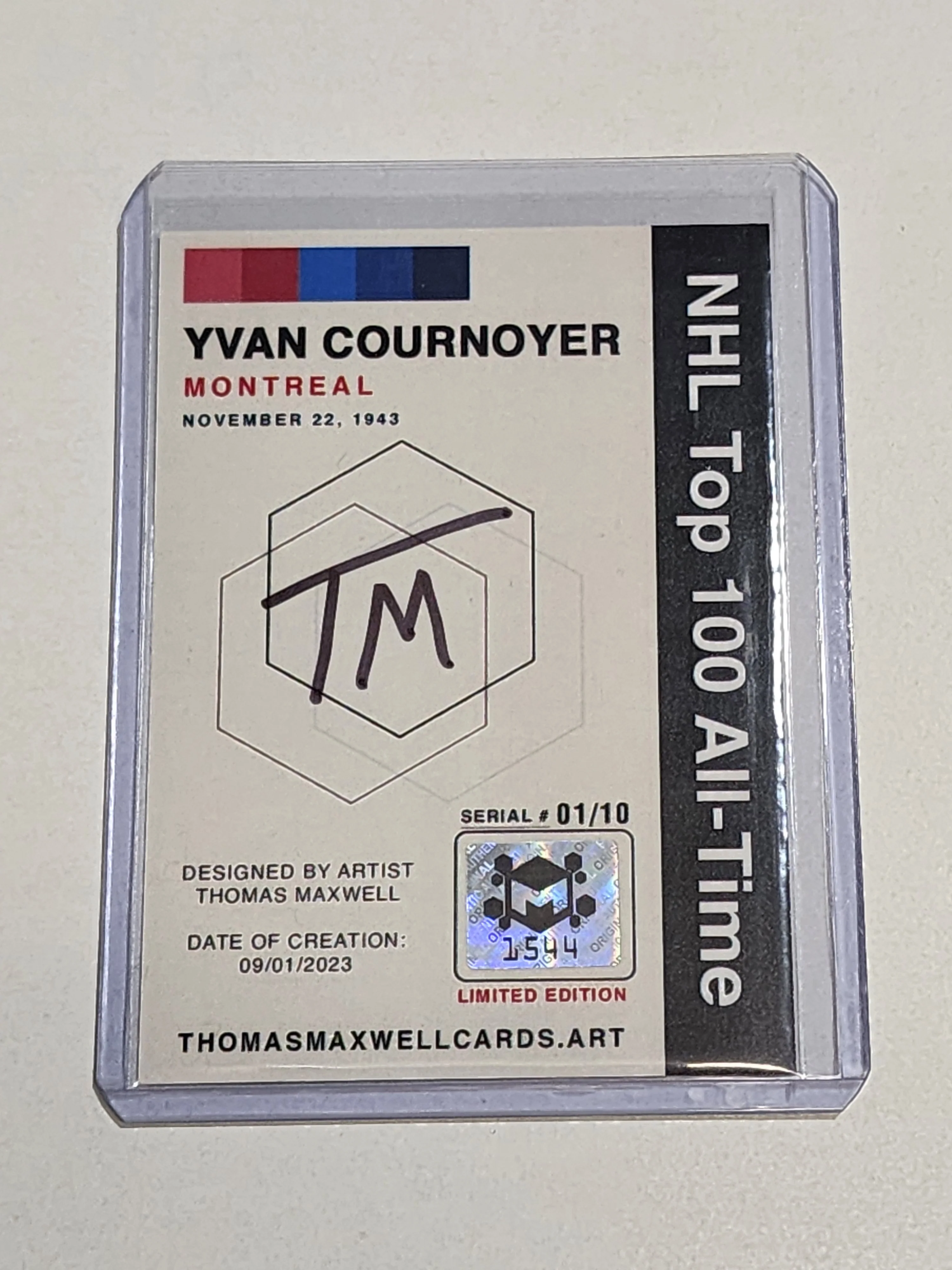 Yvan Cournoyer Artist Signed Hockey Art Card 1/10