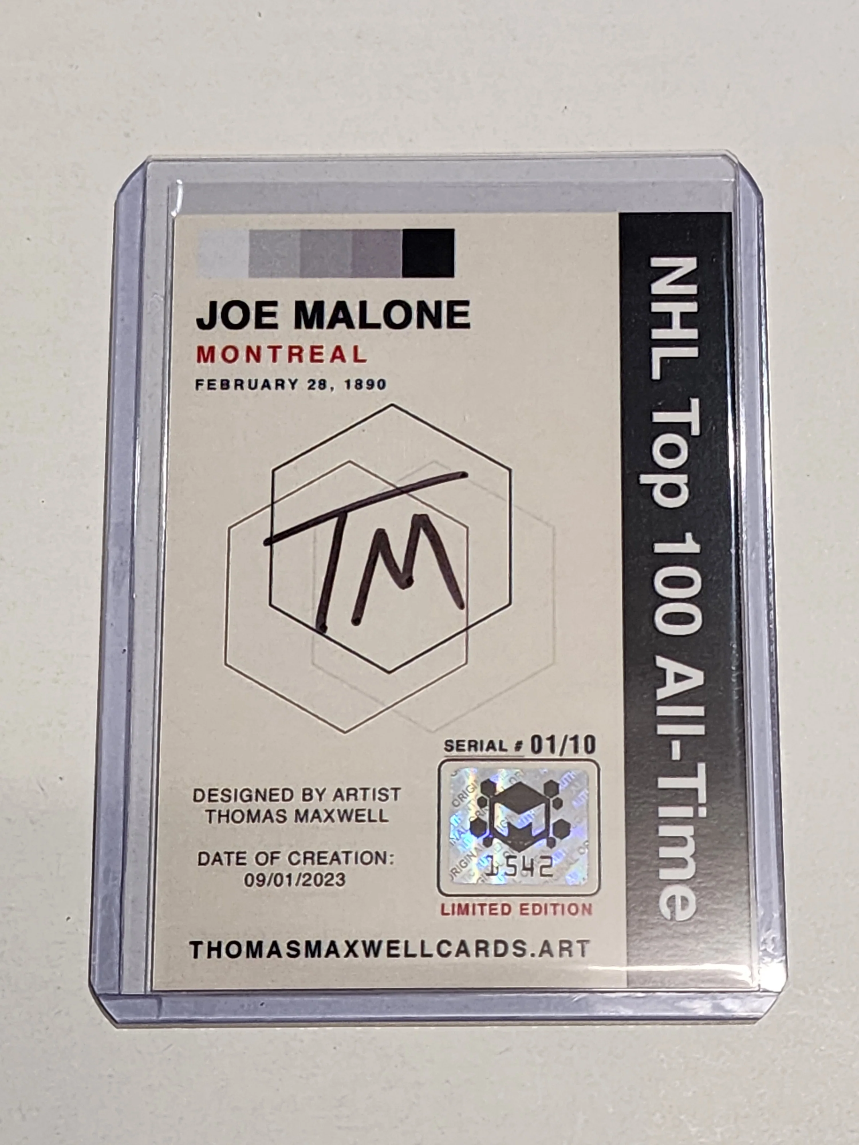 Joe Malone Artist Signed Hockey Art Card 1/10