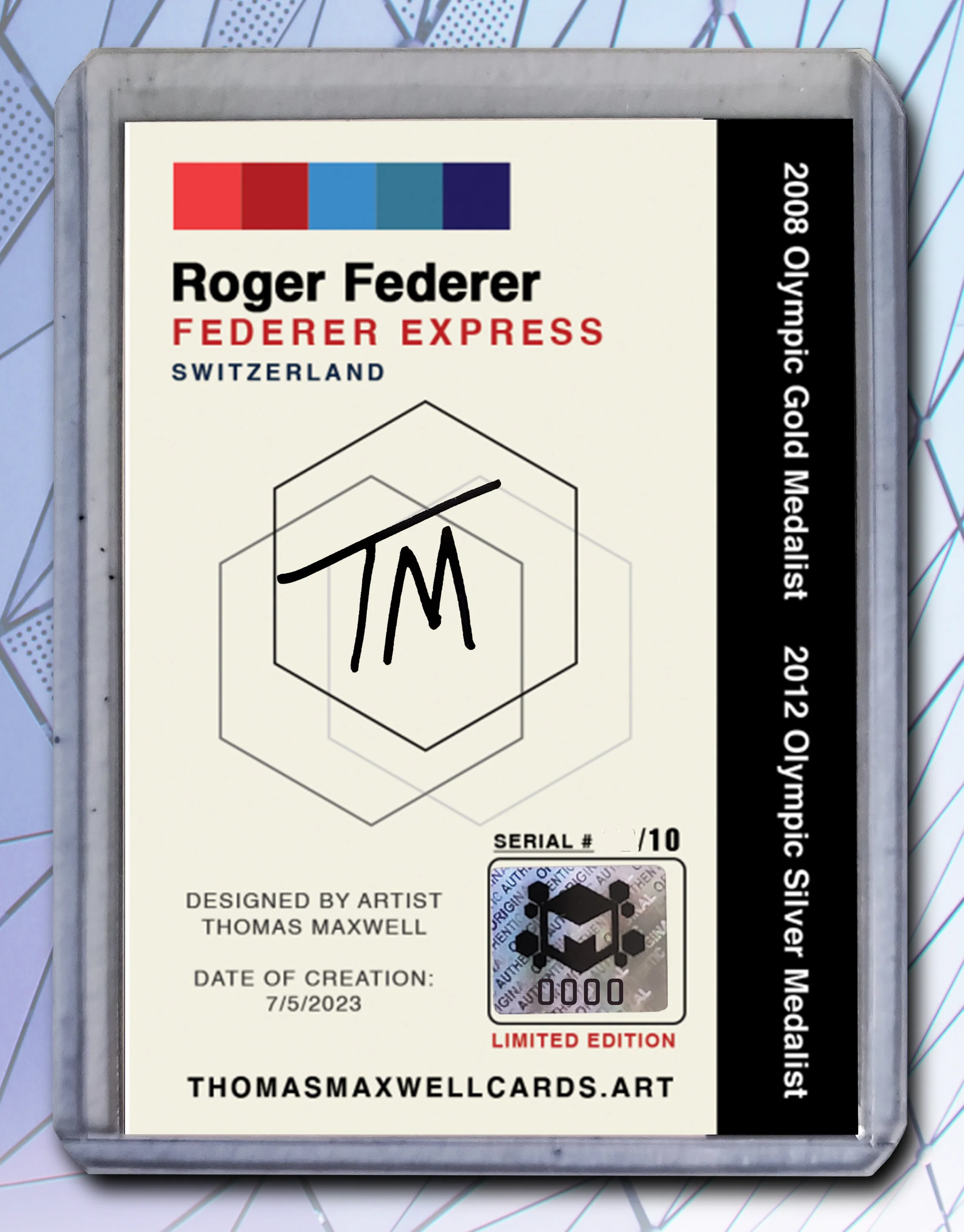 Roger Federer Artist Signed Tennis Art Card 4/10