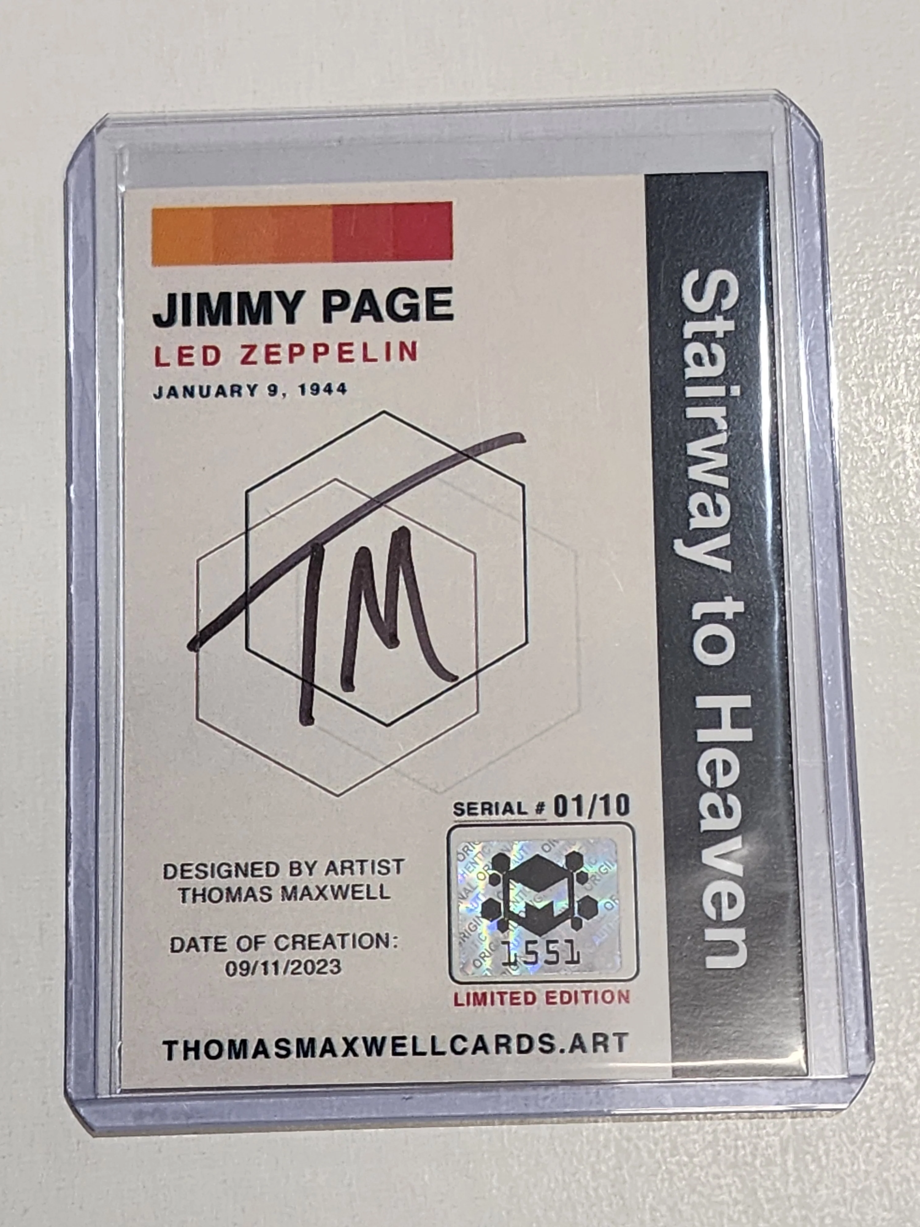 Jimmy Page Artist Signed Music Art Card 1/10