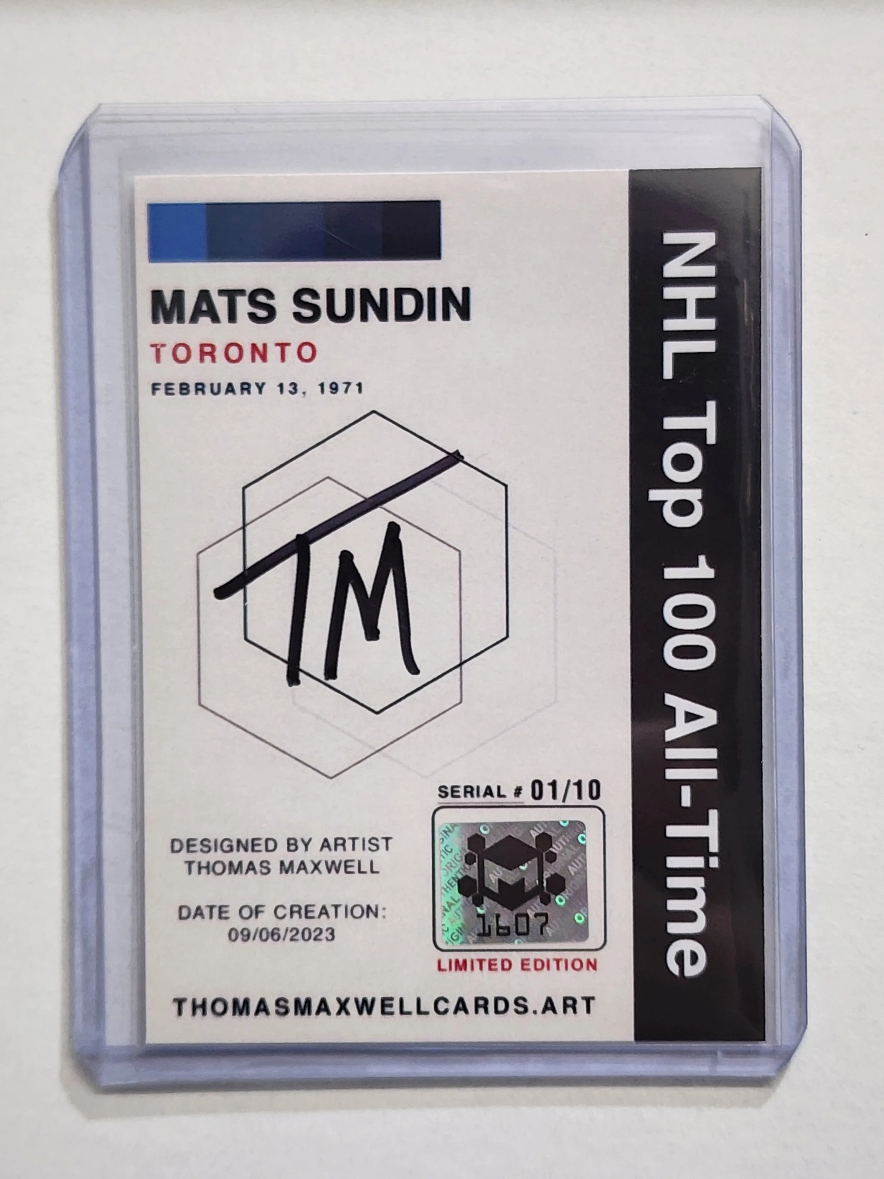 Mats Sundin Artist Signed Hockey Art Card 1/10
