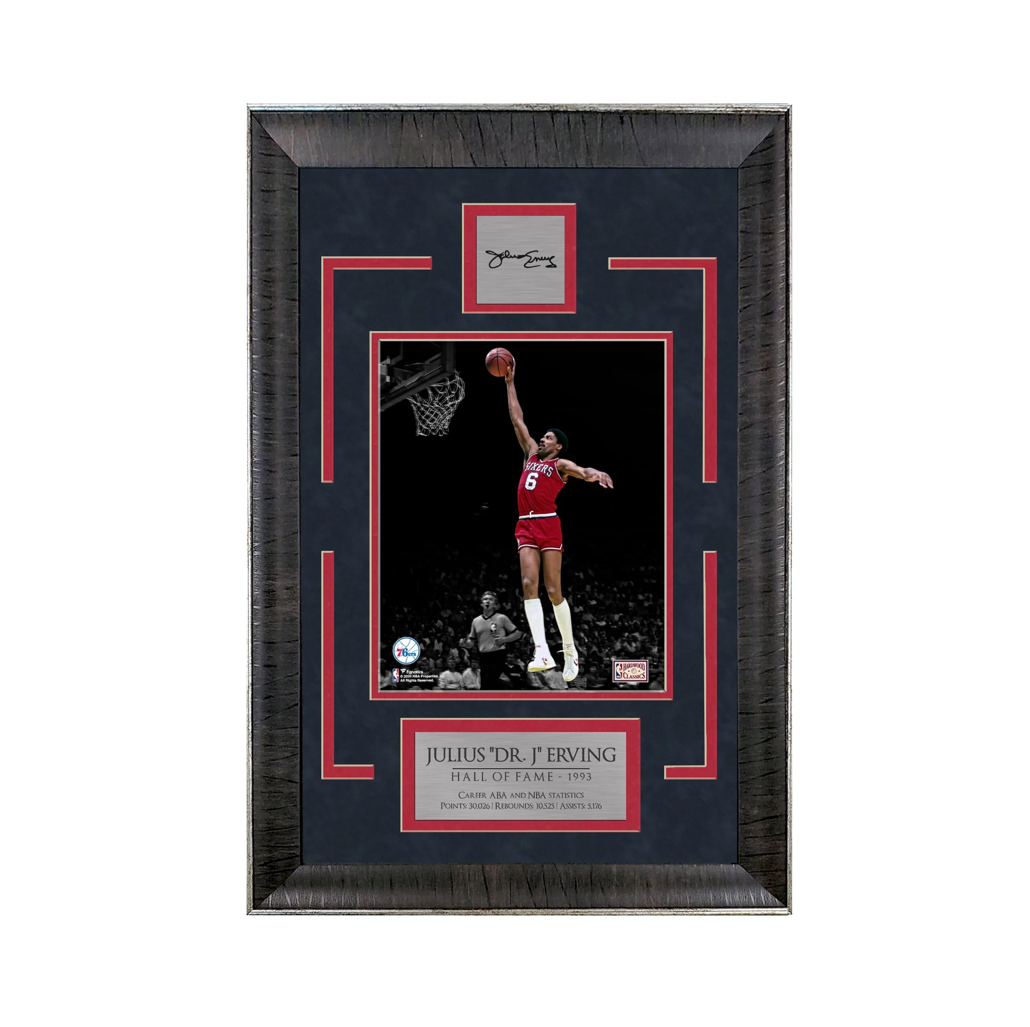 Julius Erving - Dr. J - Hall of Fame - Sports Deluxe | 16 x 23 - Framed Basketball Photo