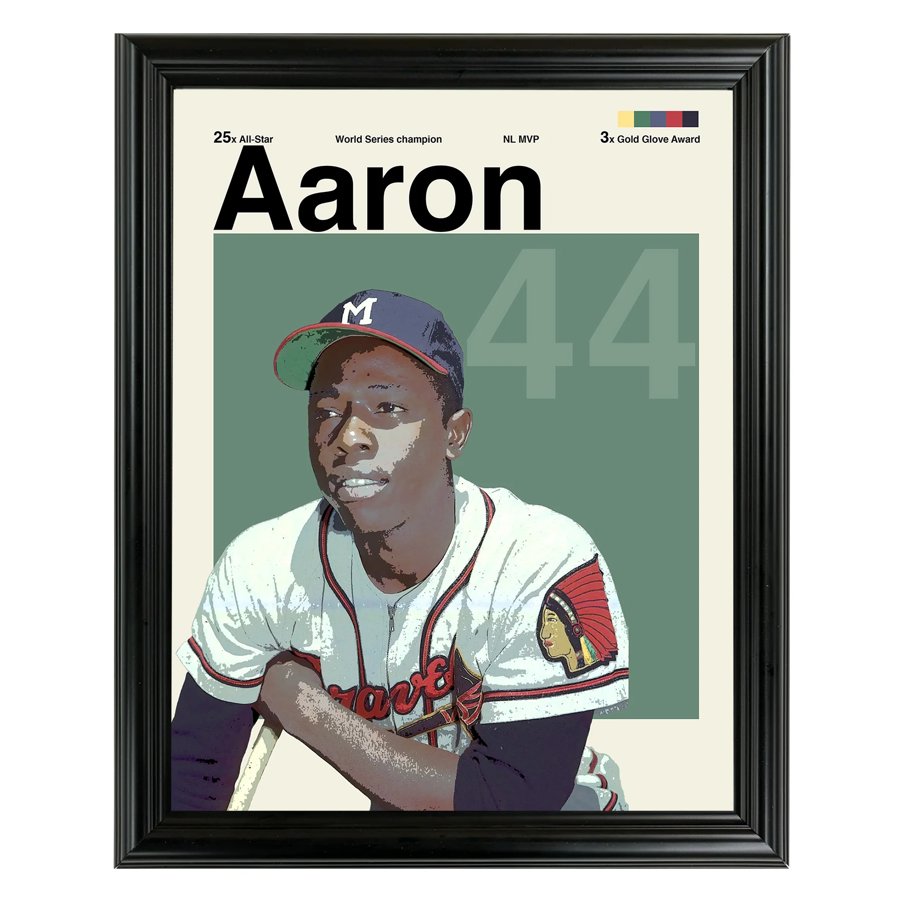 Hank Aaron Framed Photo - Sports Art by Thomas Maxwell