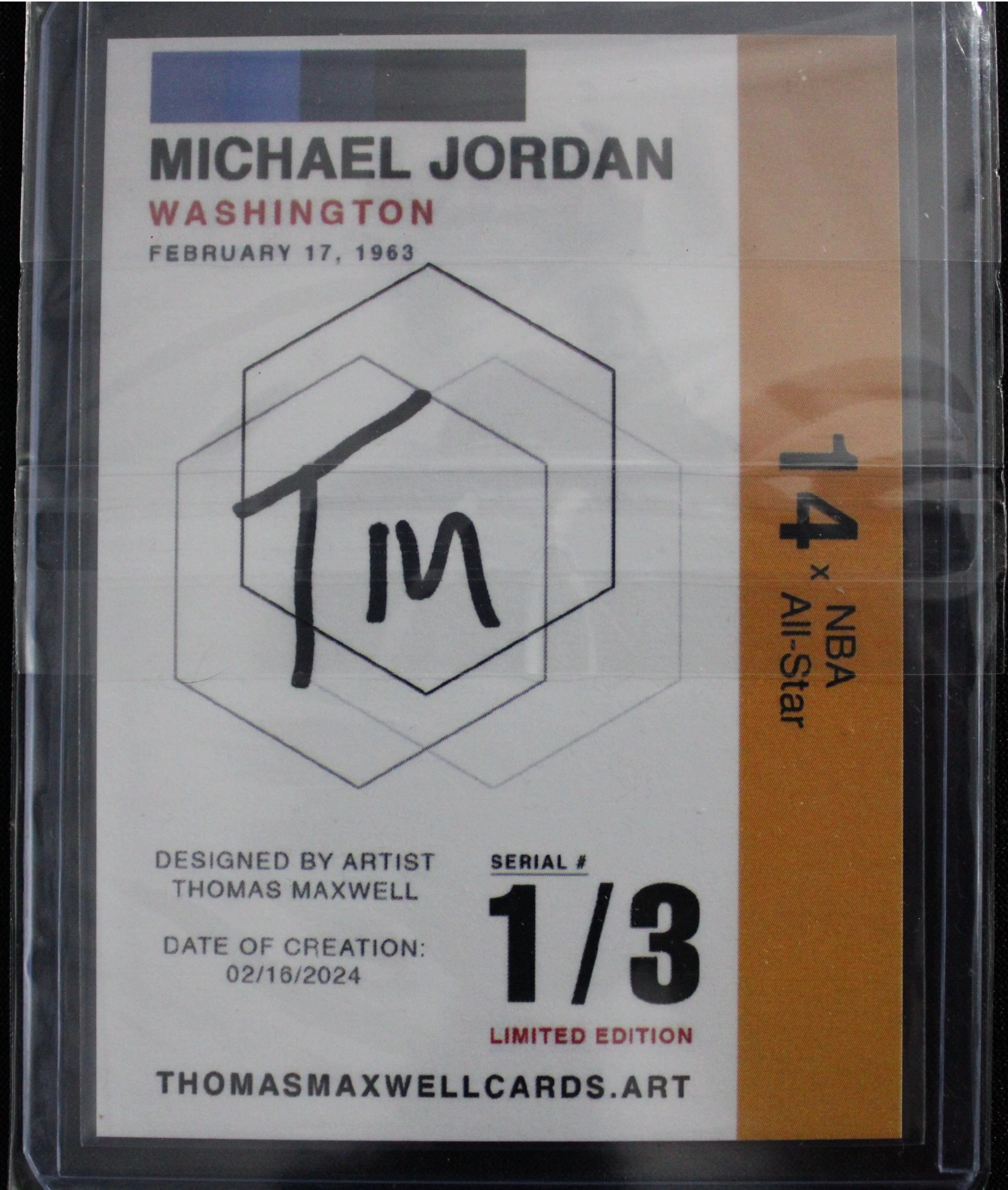 Michael Jordan Artist Signed Washington Wizards Refractor Art Card 1/3
