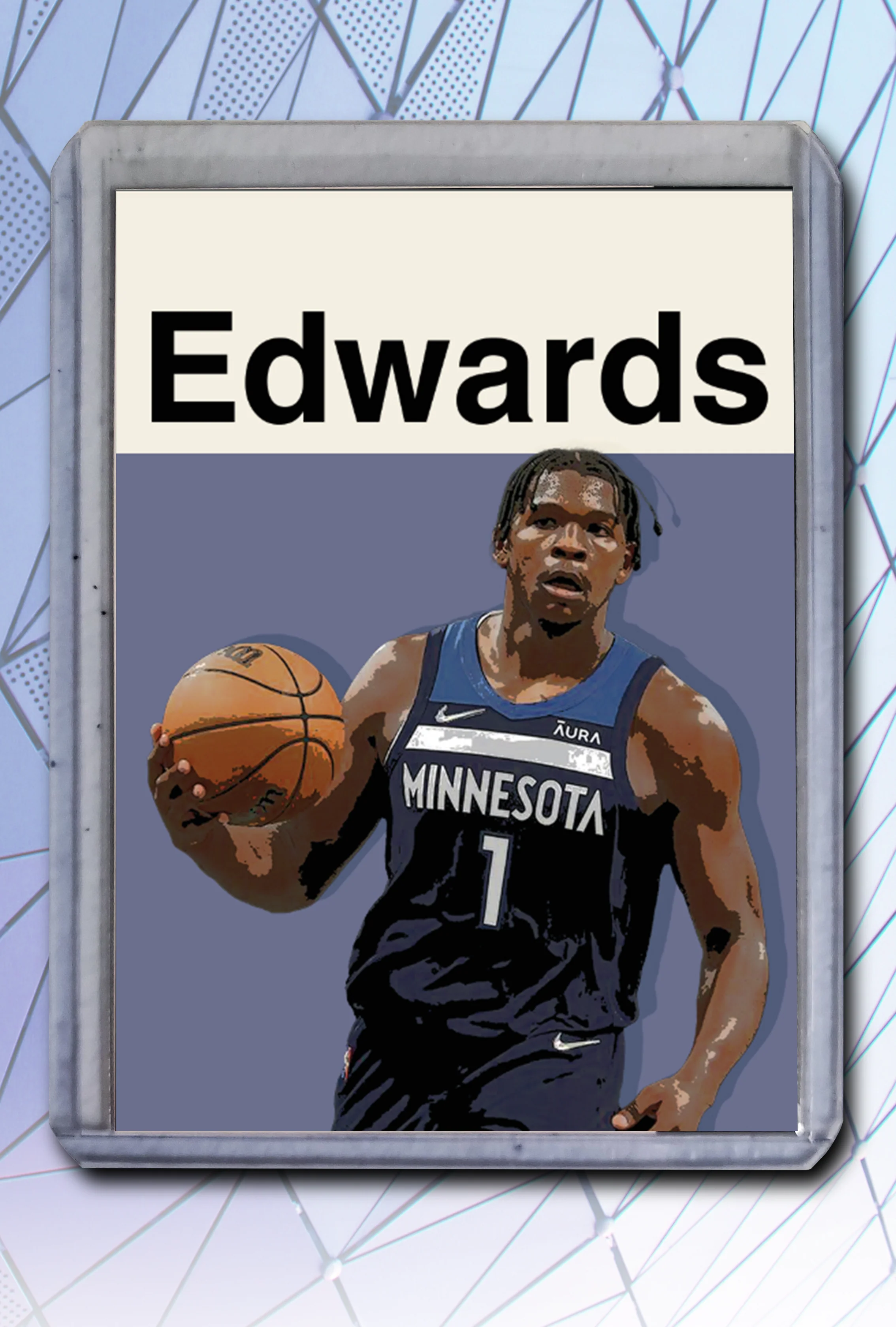 Anthony Edwards Artist Signed Basketball Art Card 2/10