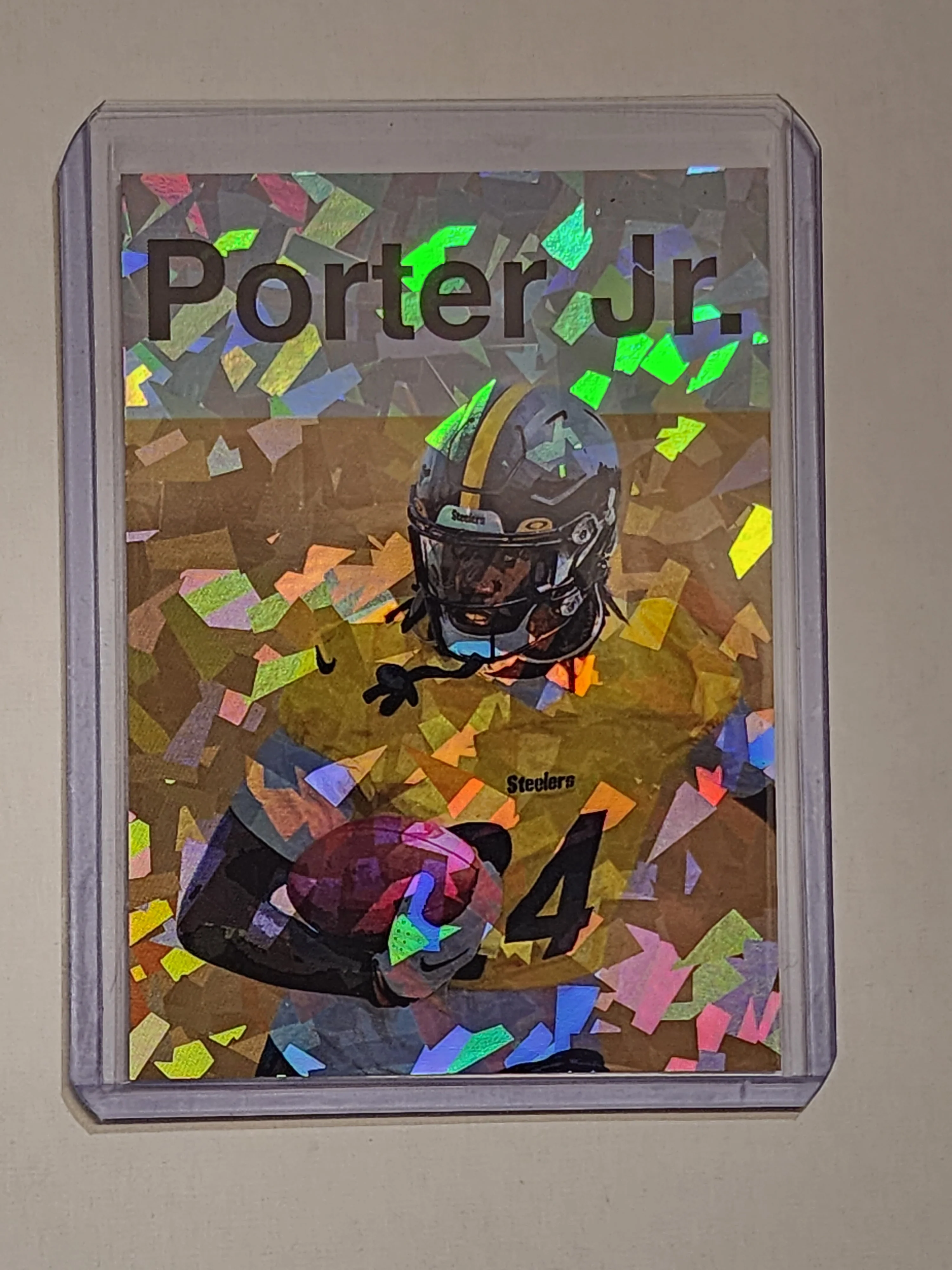 Joey Porter Jr. Artist Signed Pittsburgh Steelers Refractor Art Card 1/1