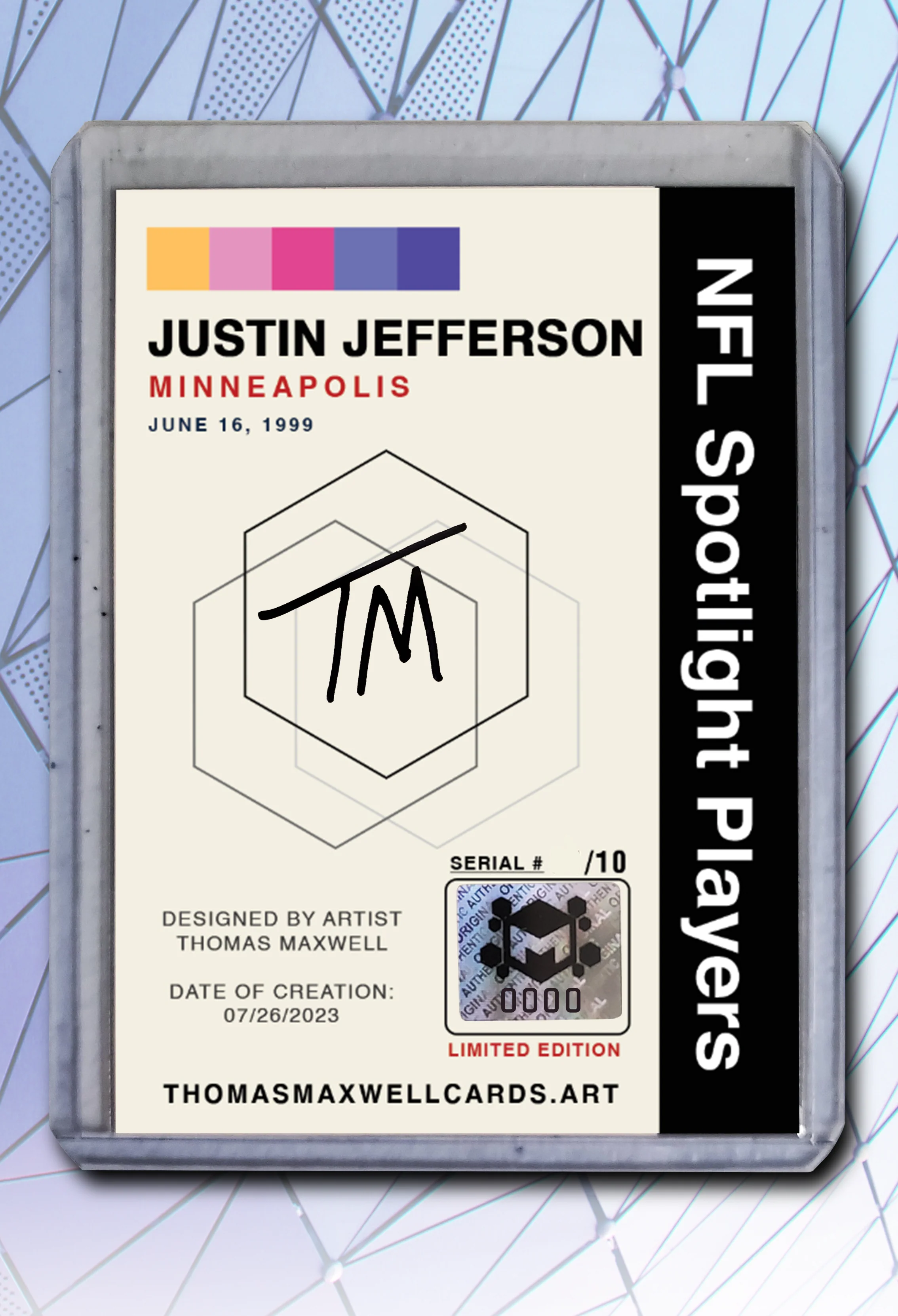 Justin Jefferson Artist Signed Football Art Card 2/10