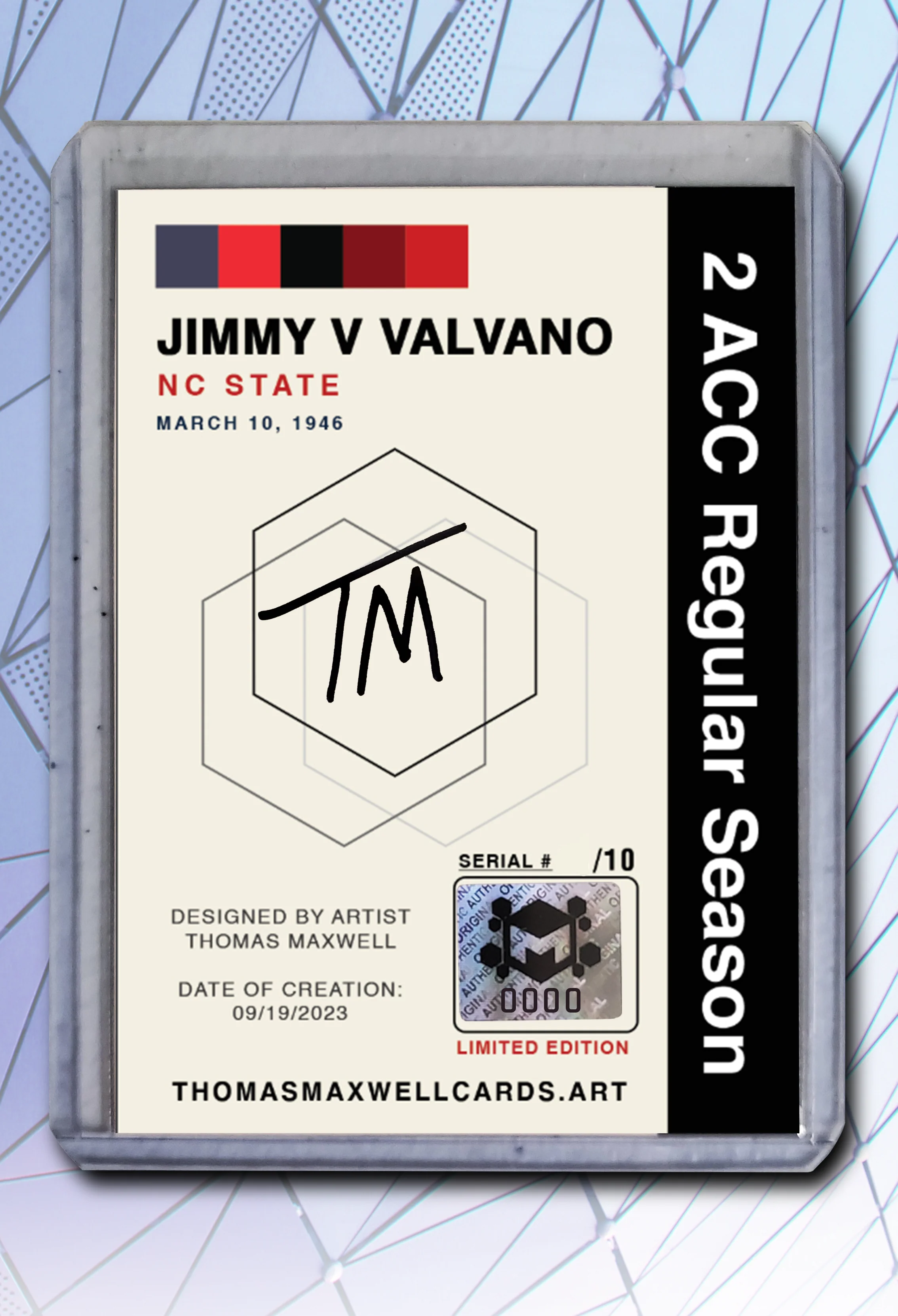 Jimmy V Valvano Artist Signed Basketball Art Card 1/10
