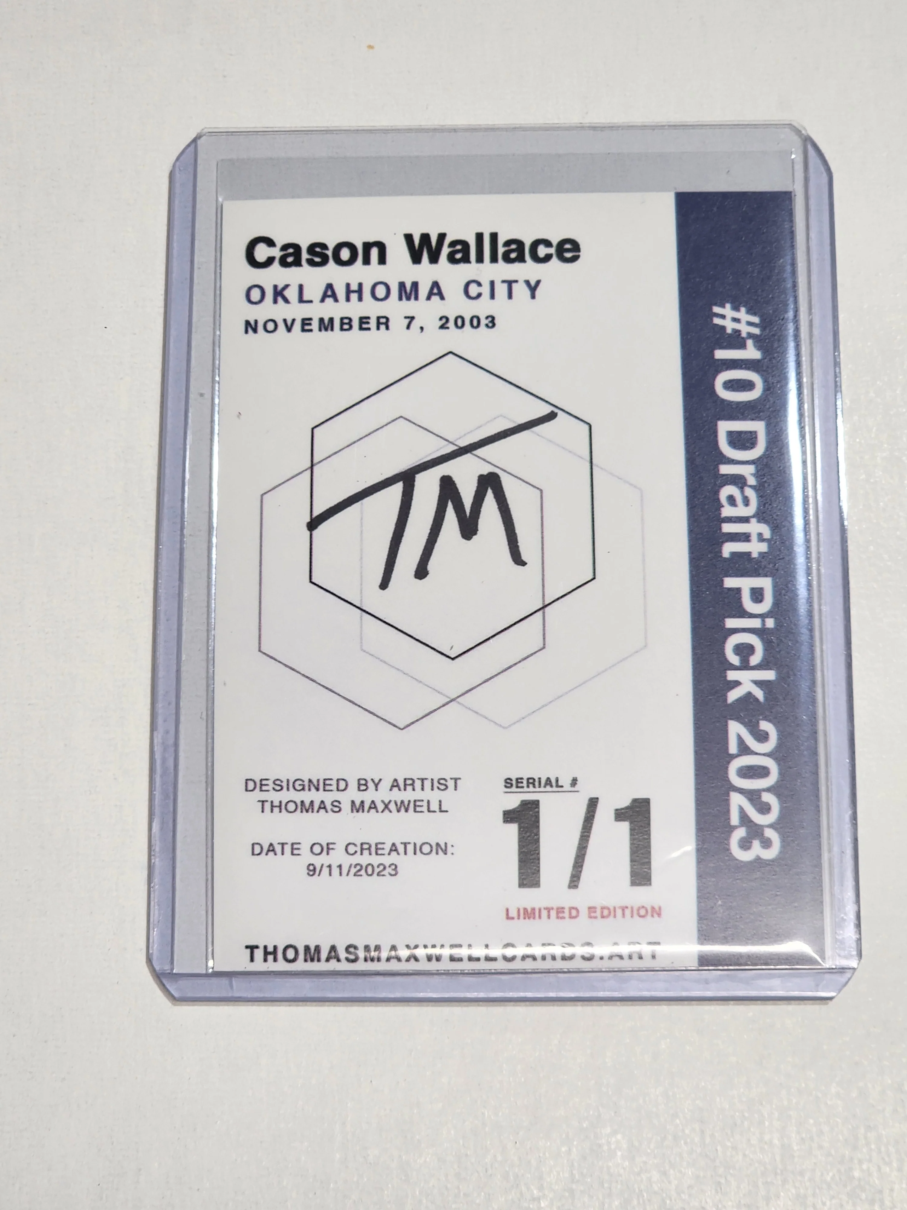 Cason Wallace Artist Signed Oklahoma City Refractor Art Card 1/1