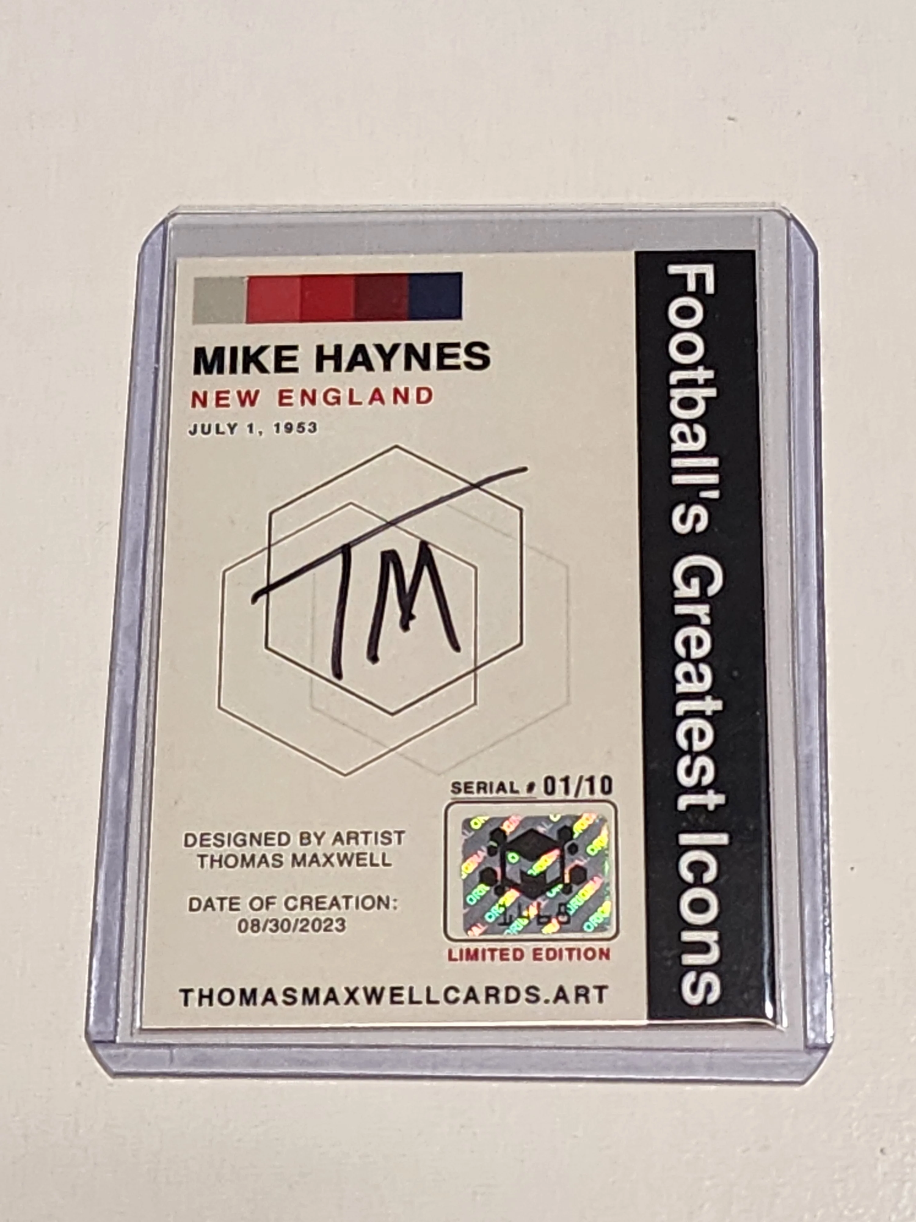 Mike Haynes Artist Signed Football Art Card 1/10