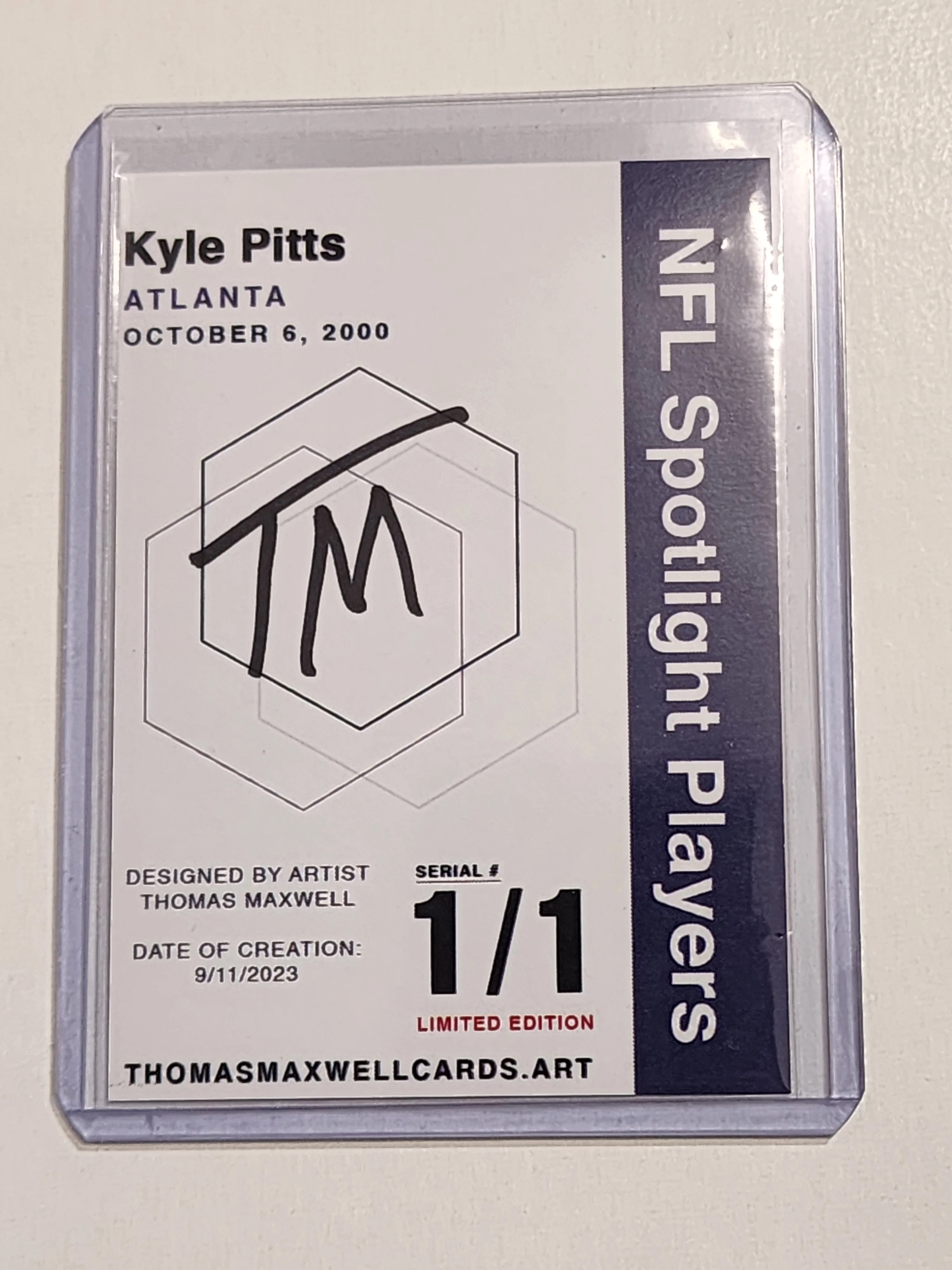 Kyle Pitts Artist Signed Atlanta Falcons Refractor Art Card 1/1