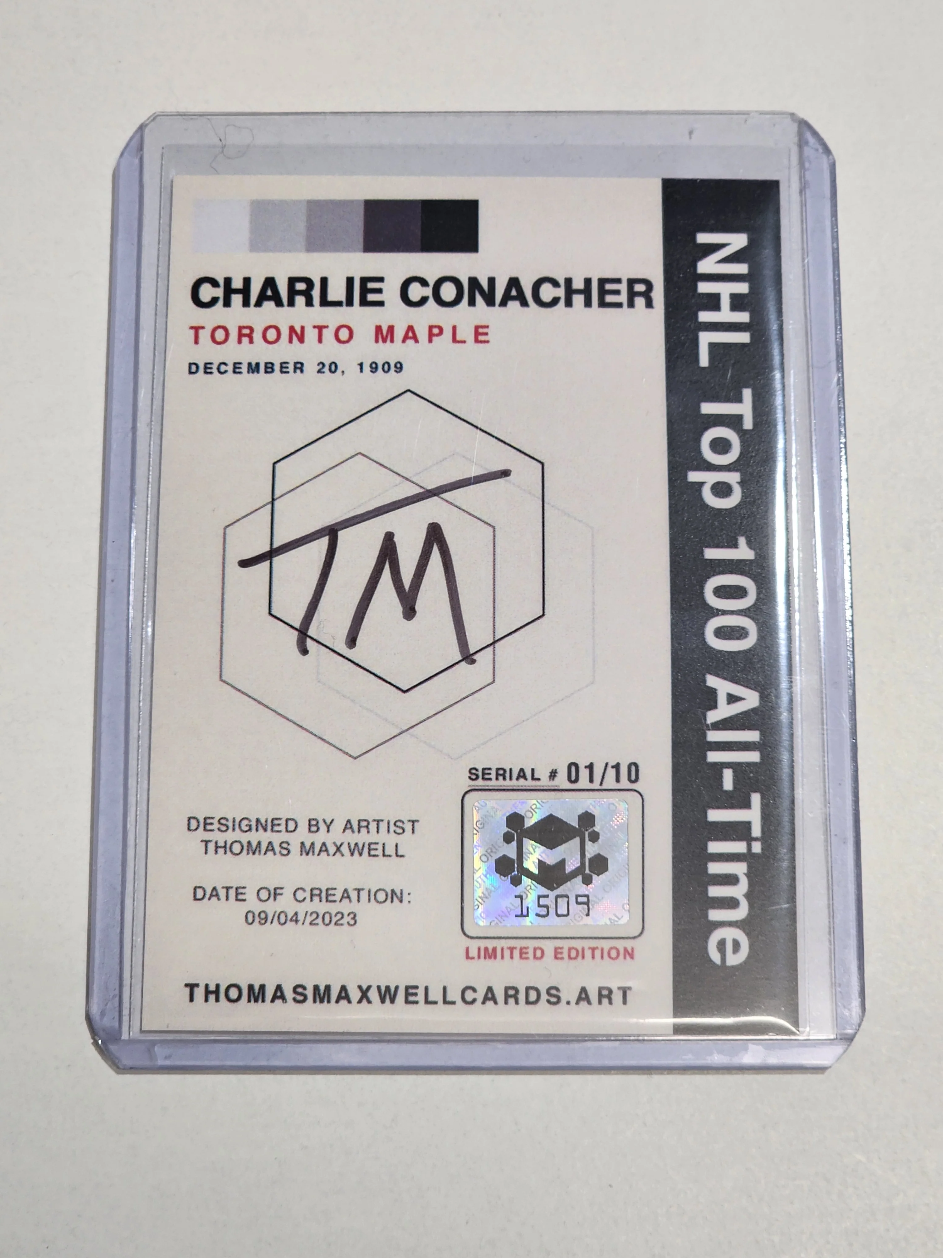 Charlie Conacher Artist Signed Hockey Art Card 1/10