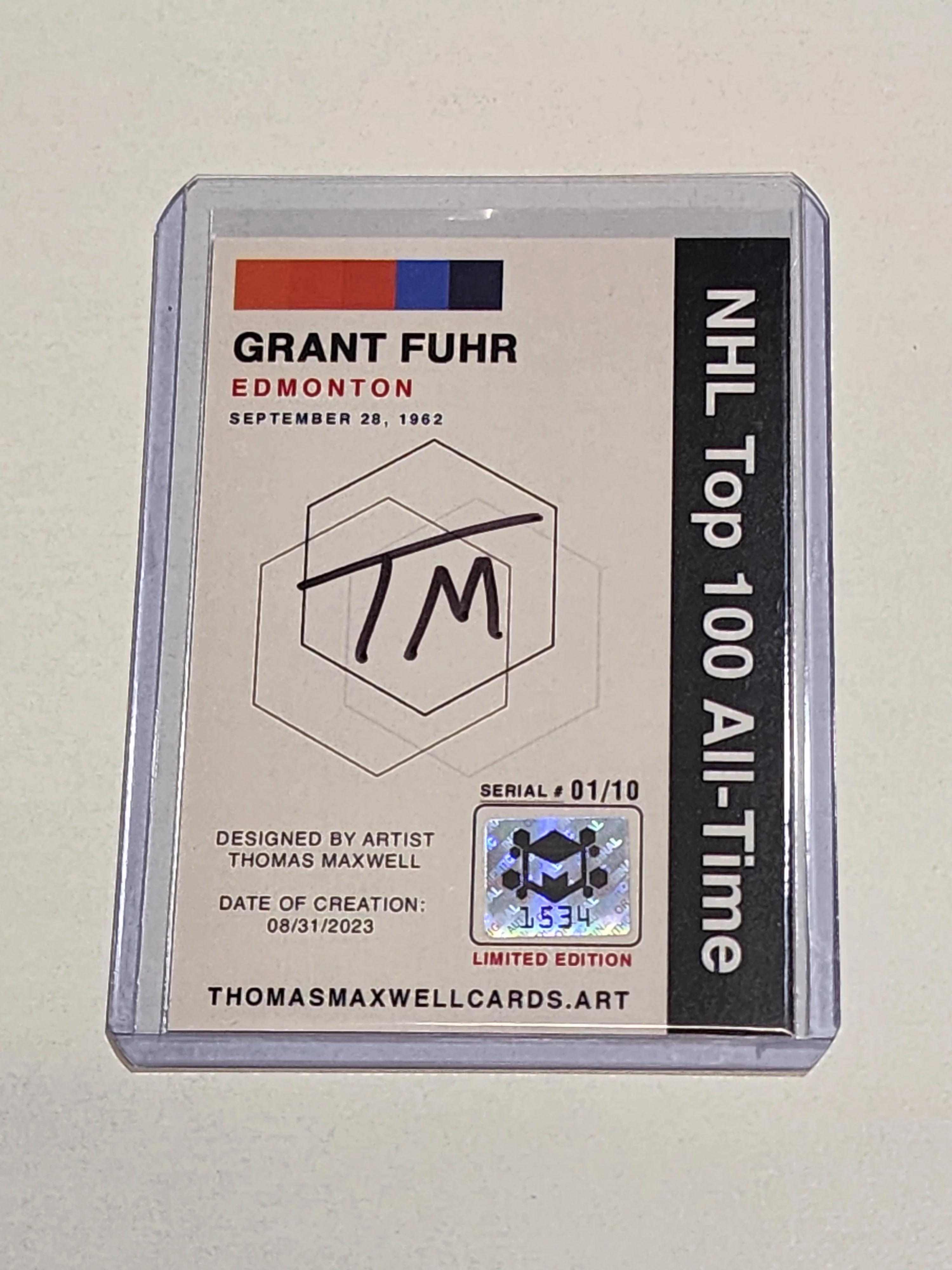 Grant Fuhr Artist Signed Hockey Art Card 1/10