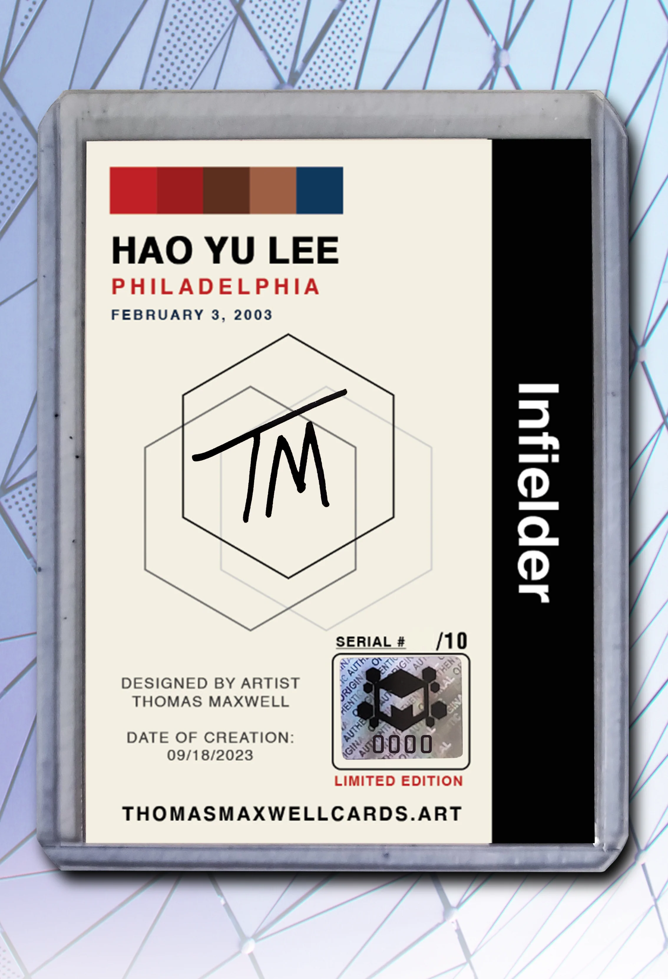 Hao Yu Lee Artist Signed Baseball Art Card 1/10