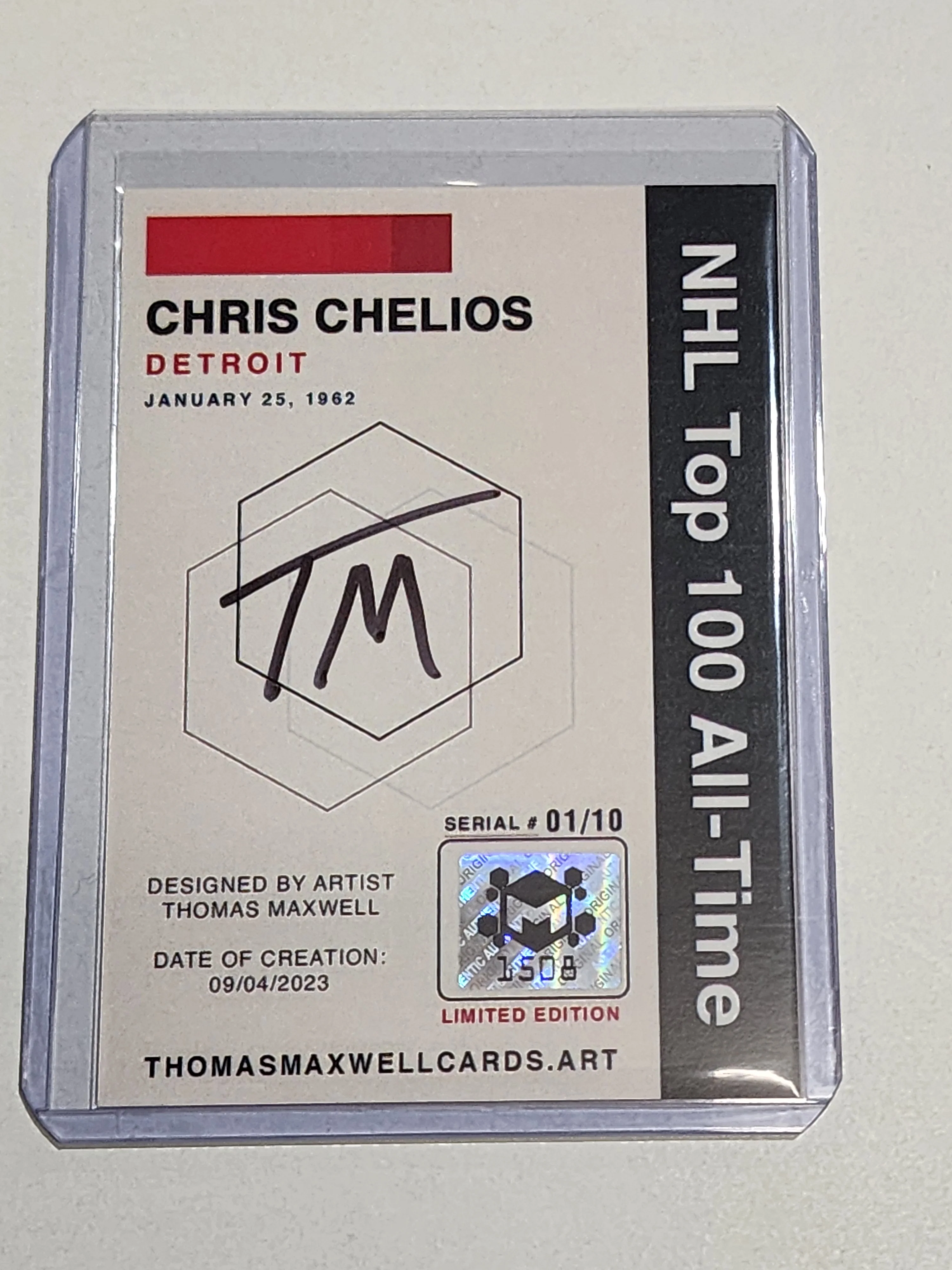 Chris Chelios Artist Signed Hockey Art Card 1/10