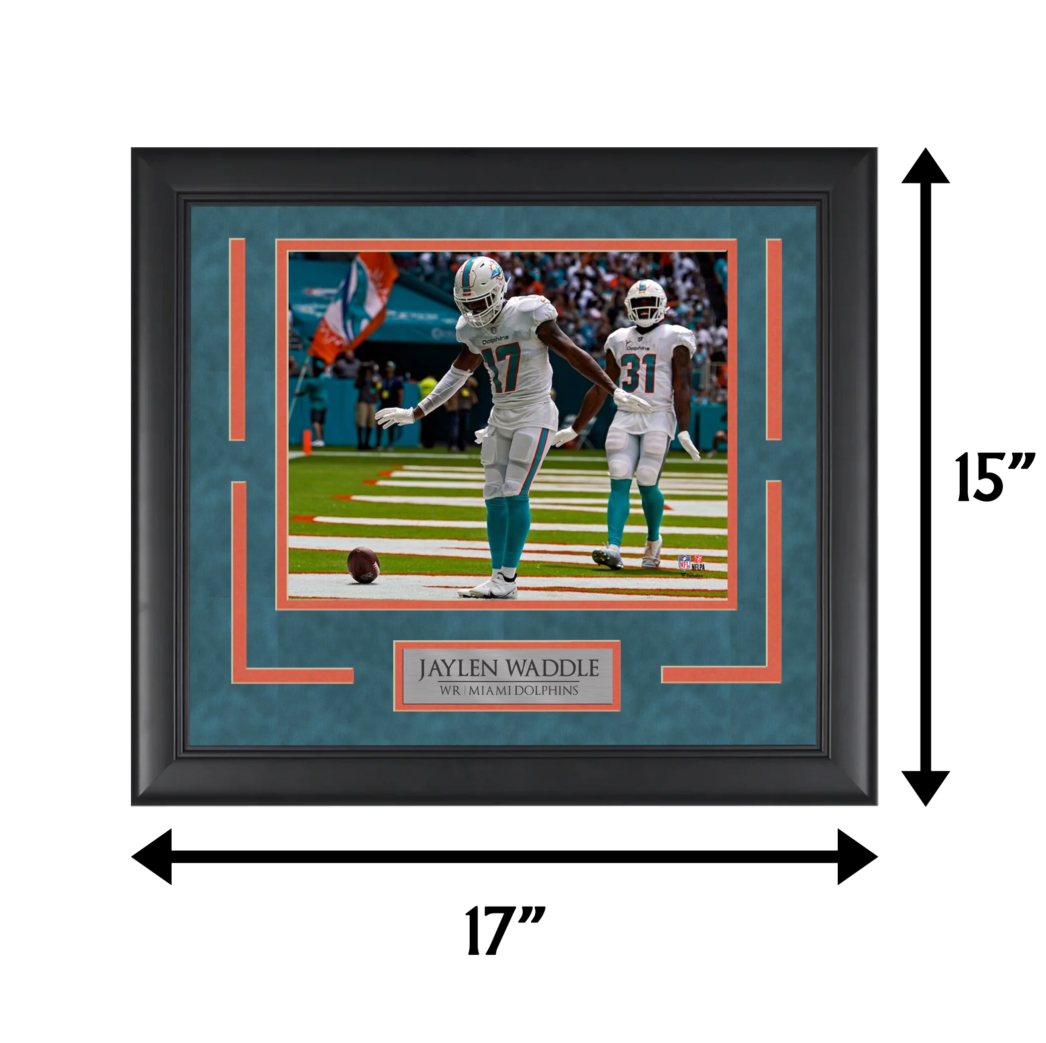 Jaylen Waddle - Fins Up - Framed Football Photo