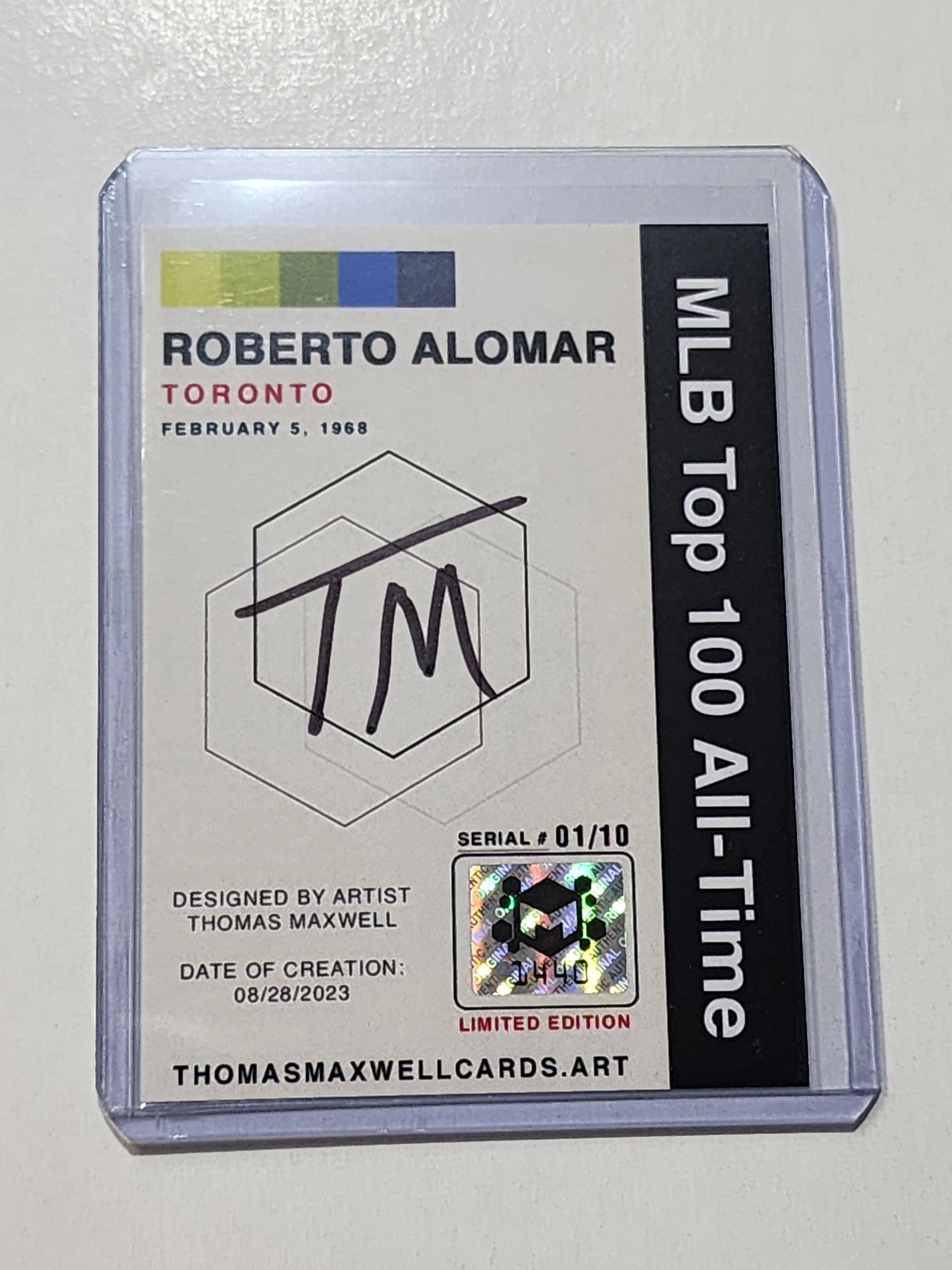Roberto Alomar Artist Signed Baseball Art Card 1/10