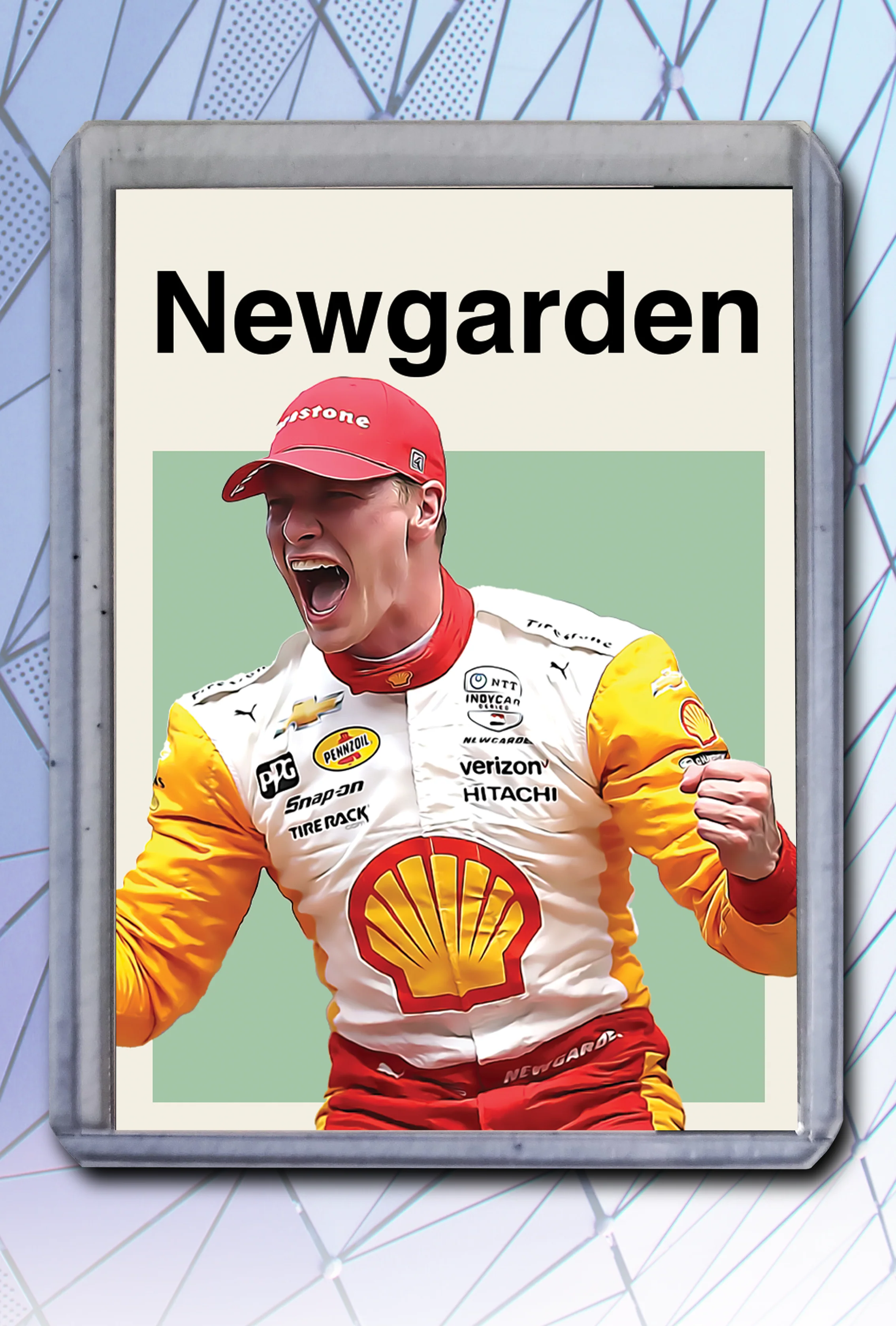 Josef Newgarden Artist Signed Auto Racing Art Card 1/10