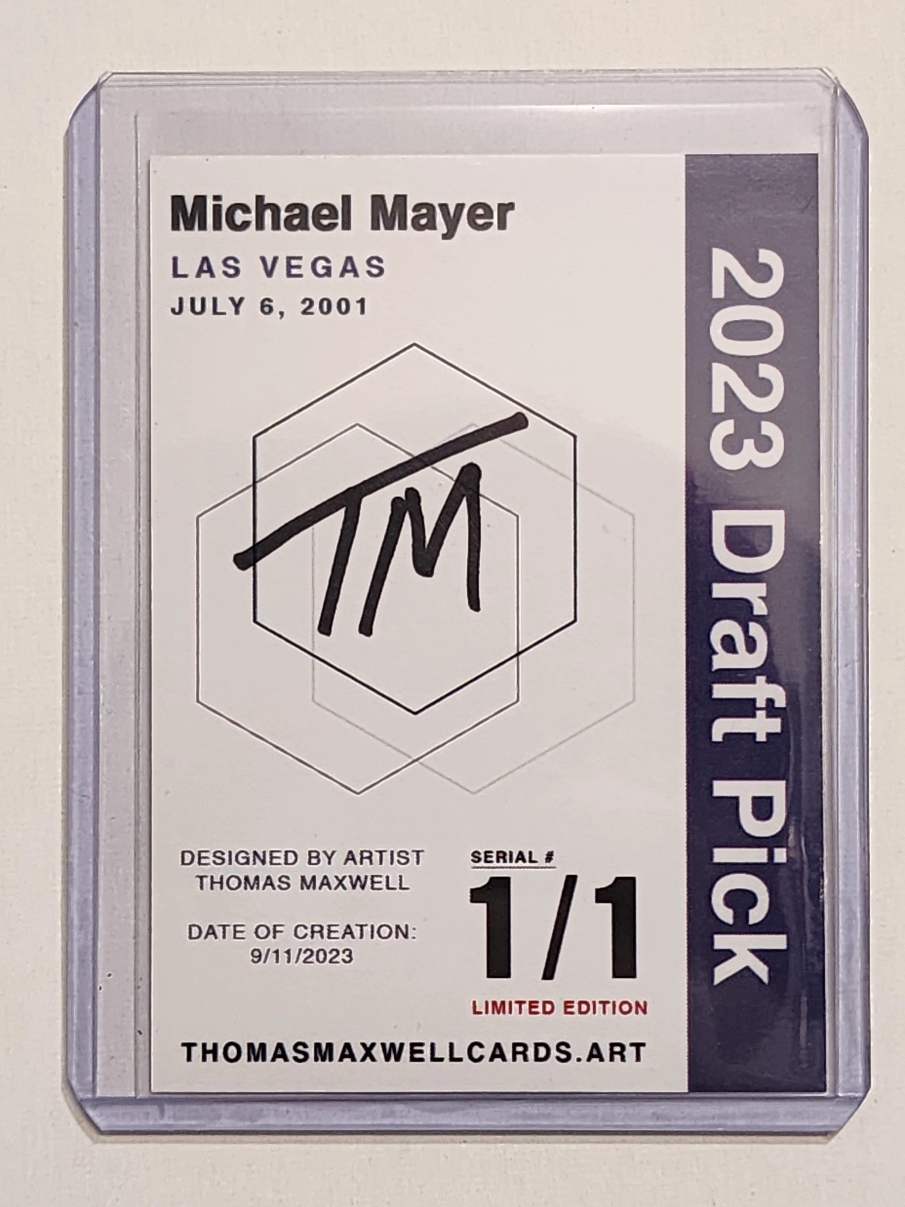 Michael Mayer Artist Signed Las Vegas Raiders Refractor Art Card 1/1