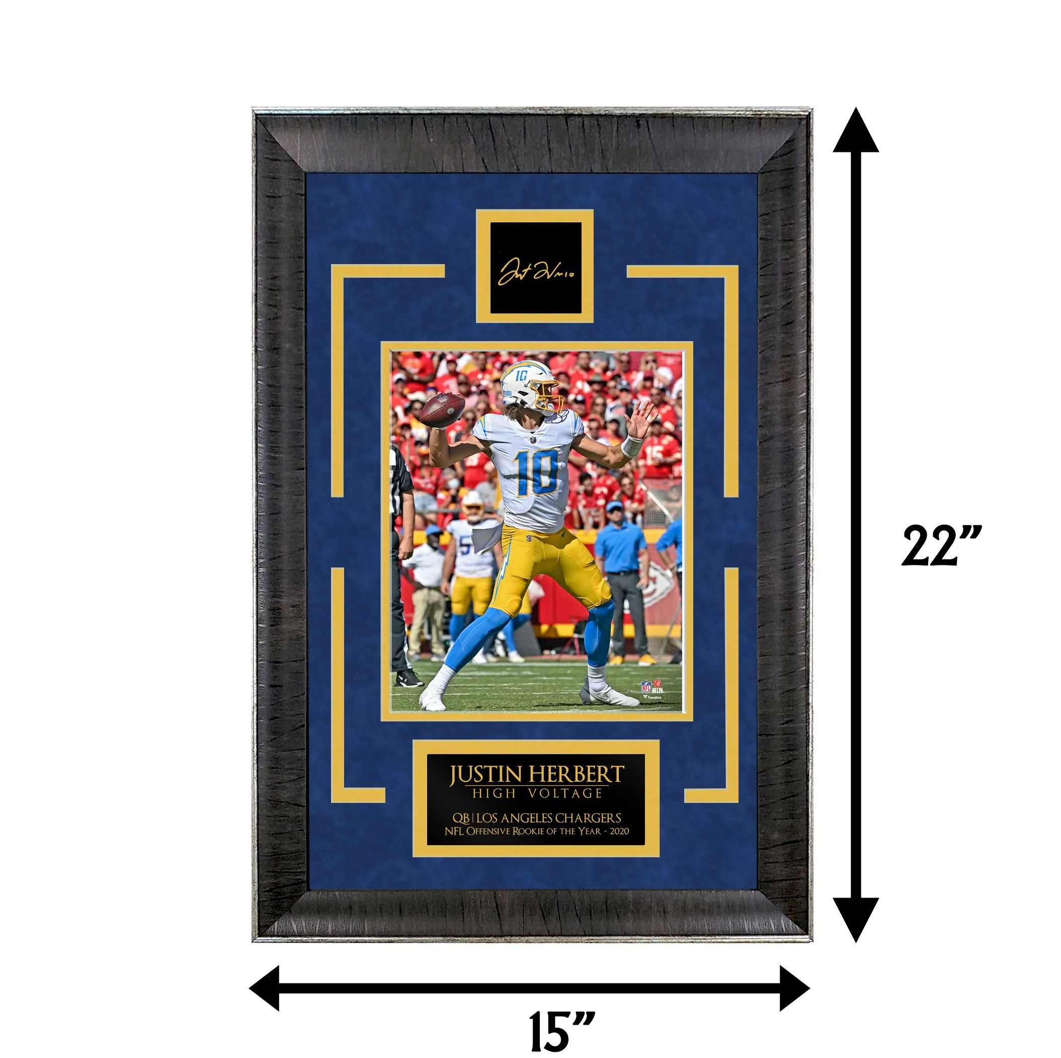 Justin Herbert - Bolts of Lightning - Sports Deluxe | 16 x 23 - Framed Football Photo