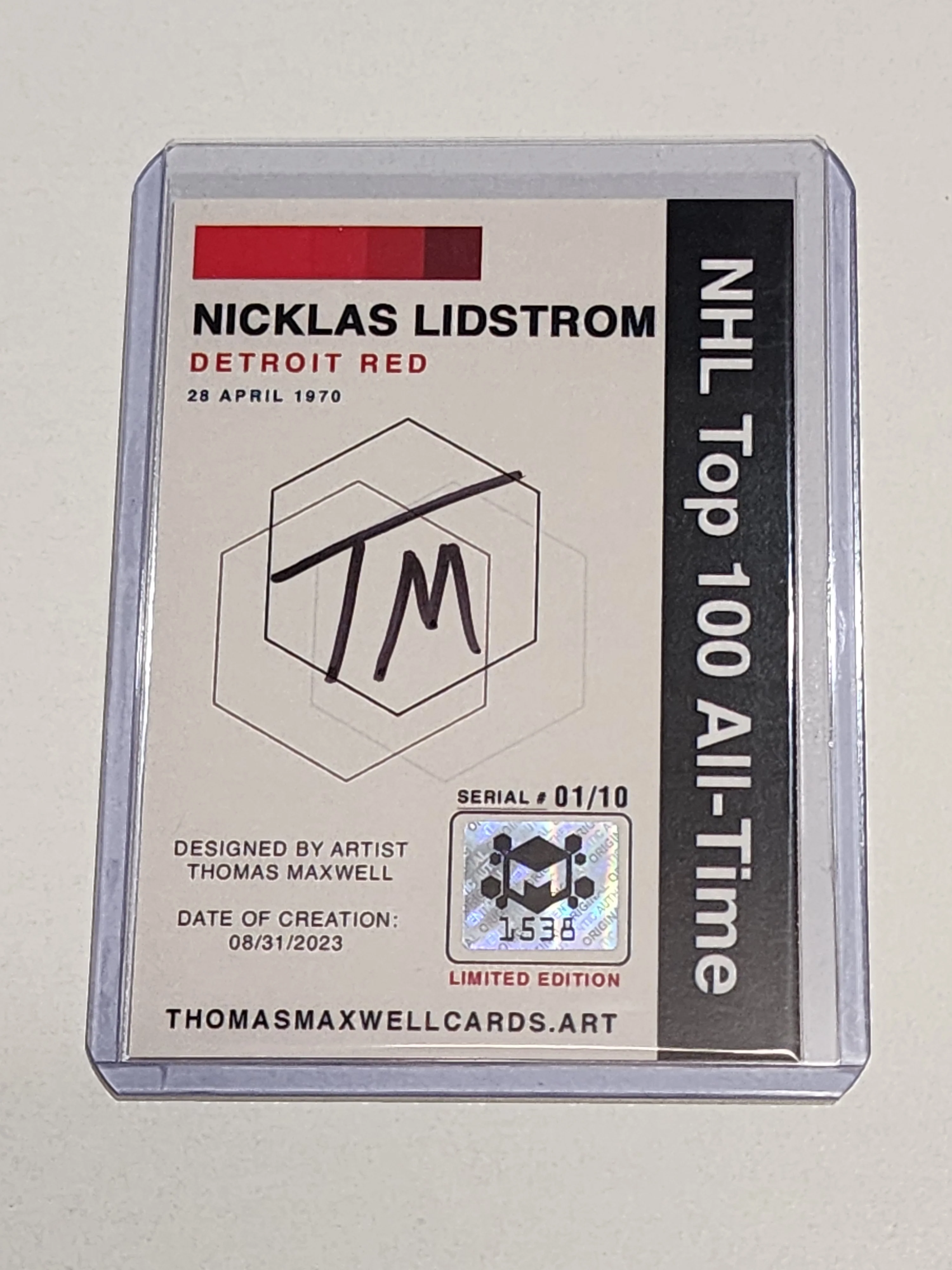 Nicklas Lidstrom Artist Signed Hockey Art Card 1/10