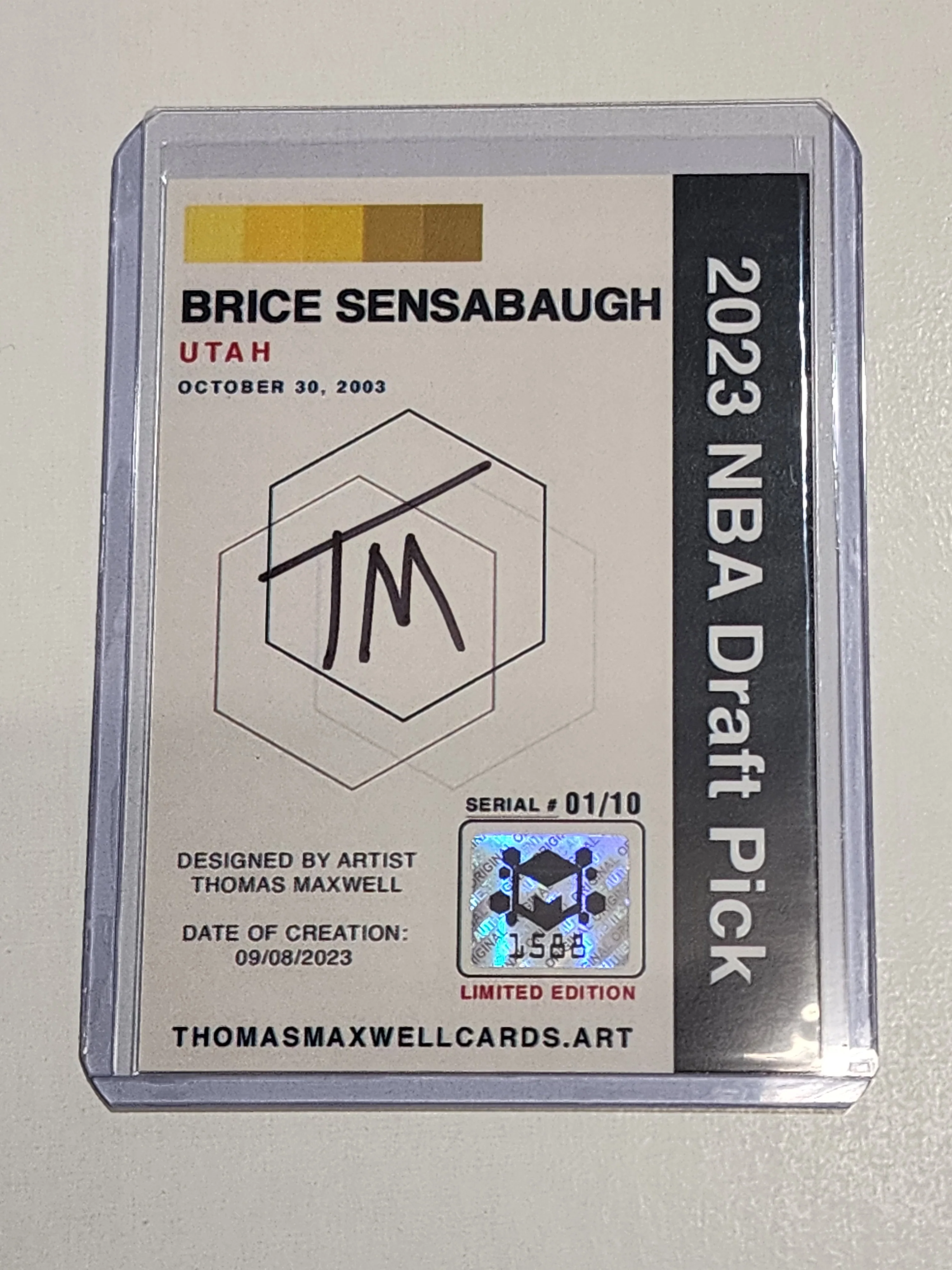 Brice Sensabaugh Artist Signed Basketball Art Card 1/10