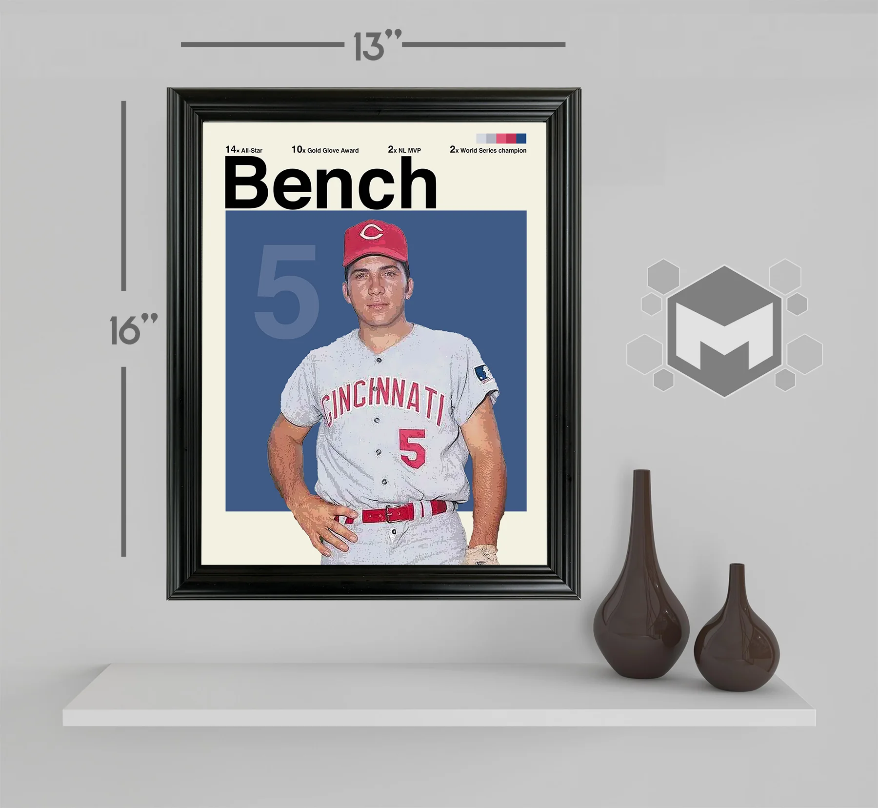 Johnny Bench Framed Sports Art Photo by Thomas Maxwell