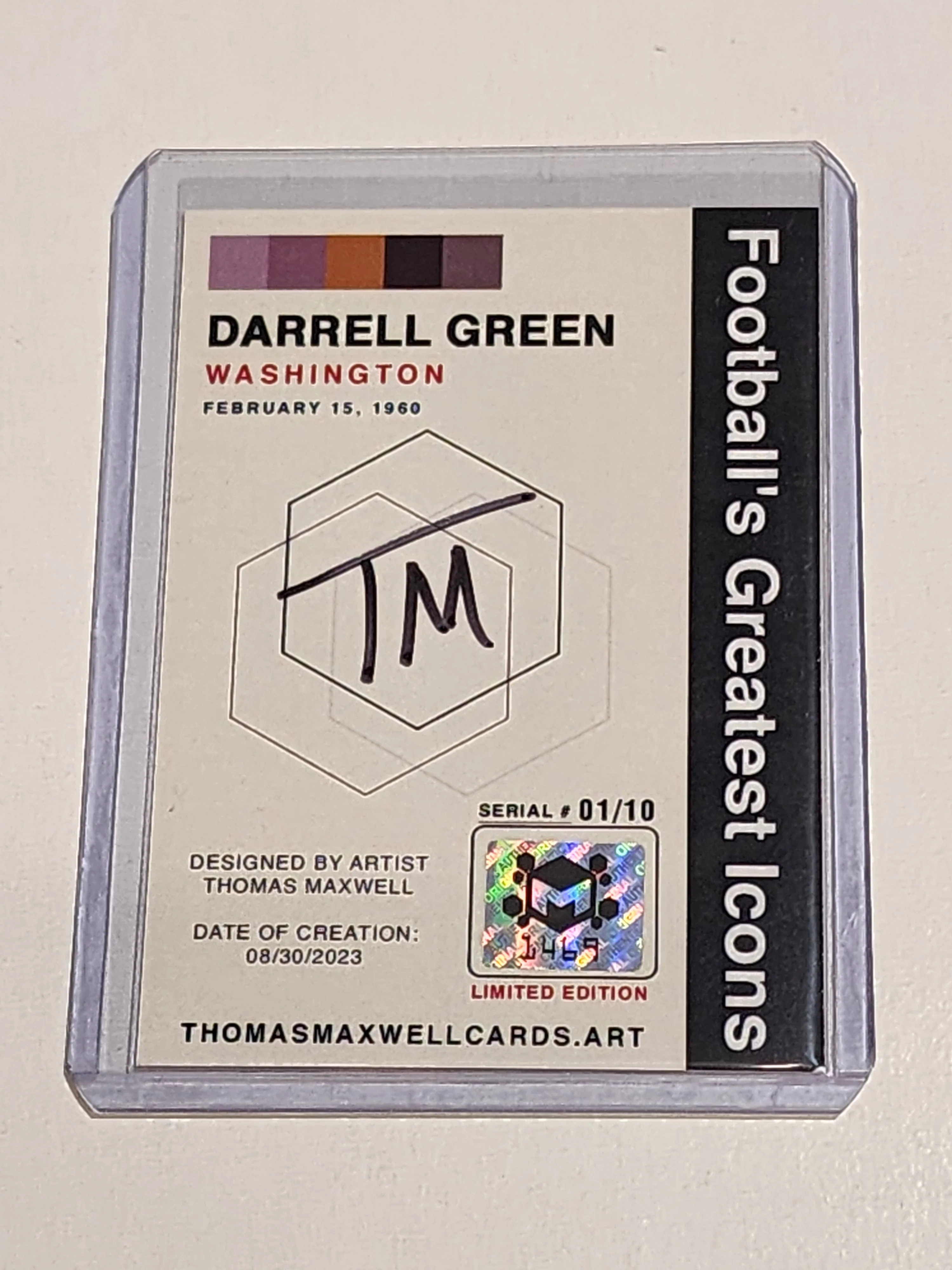 Darrell Green Artist Signed Football Art Card 1/10