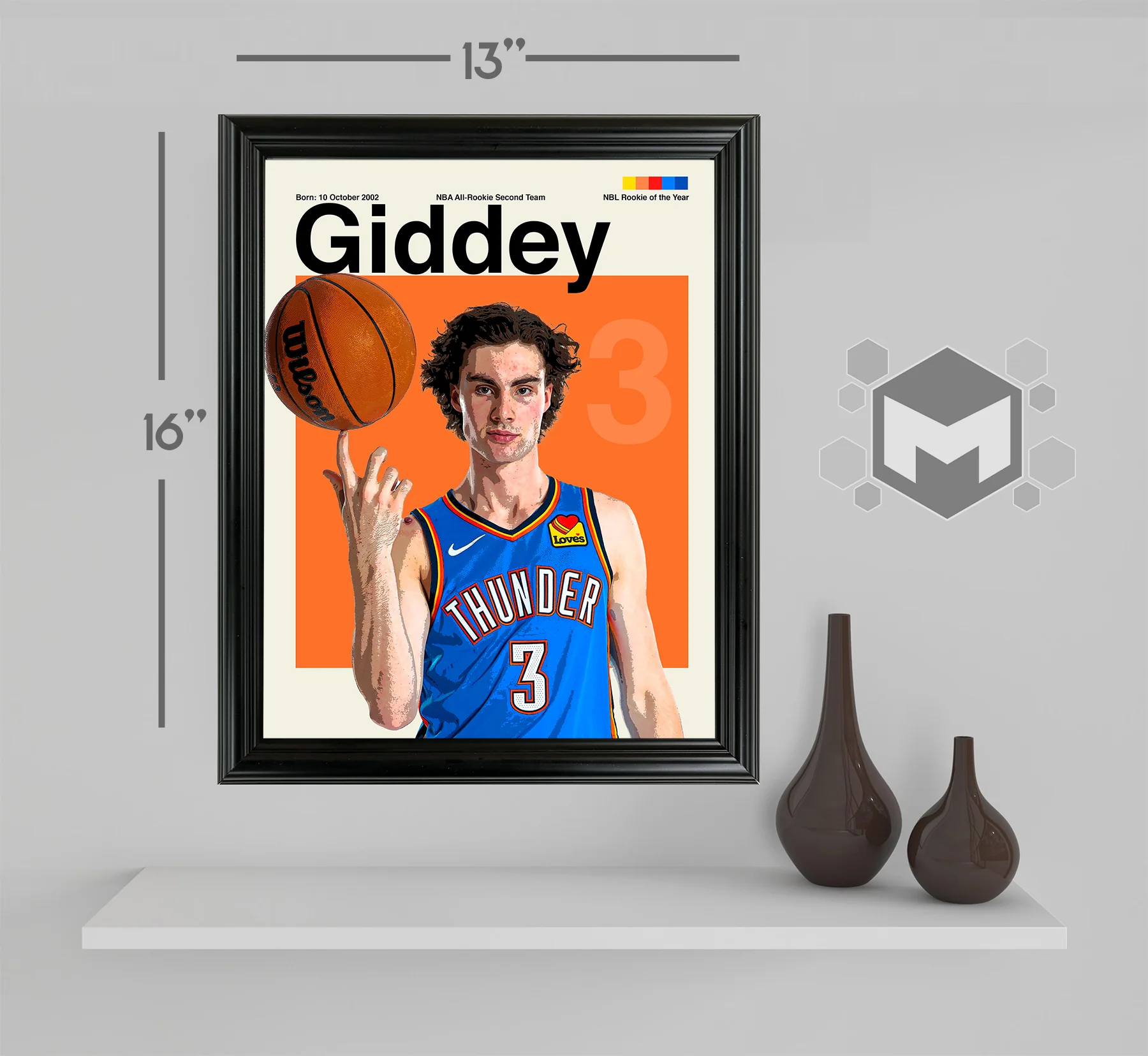 Josh Giddey Framed Sports Art Photo by Thomas Maxwell