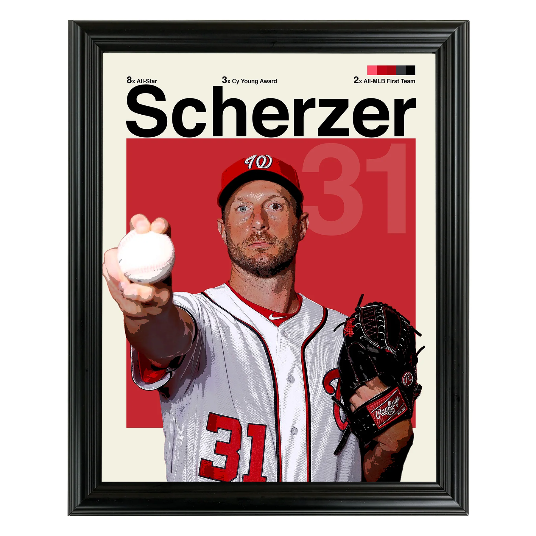 Max Scherzer Framed Sports Art Photo by Thomas Maxwell