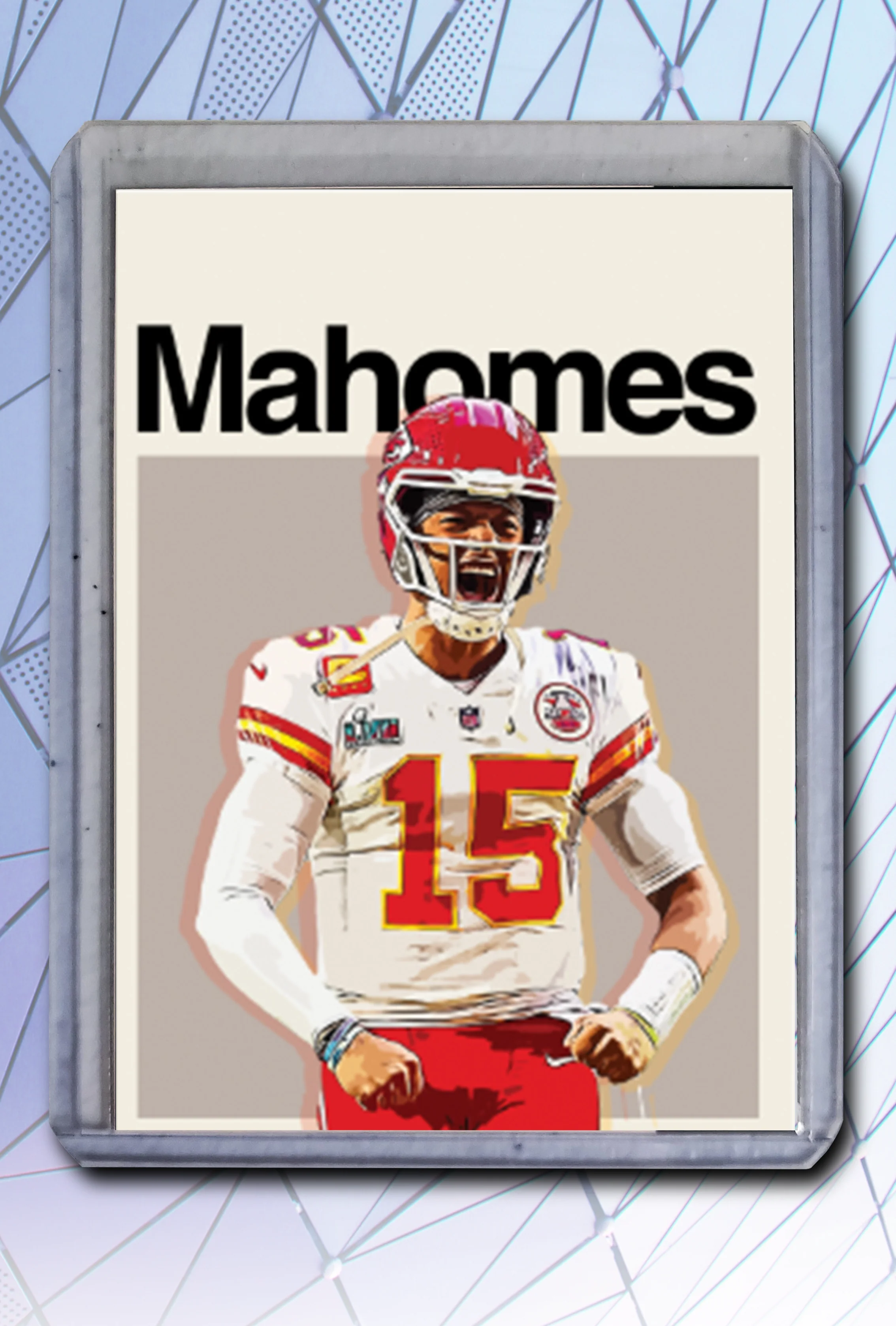 Patrick Mahomes Artist Signed Football Art Card 3/10