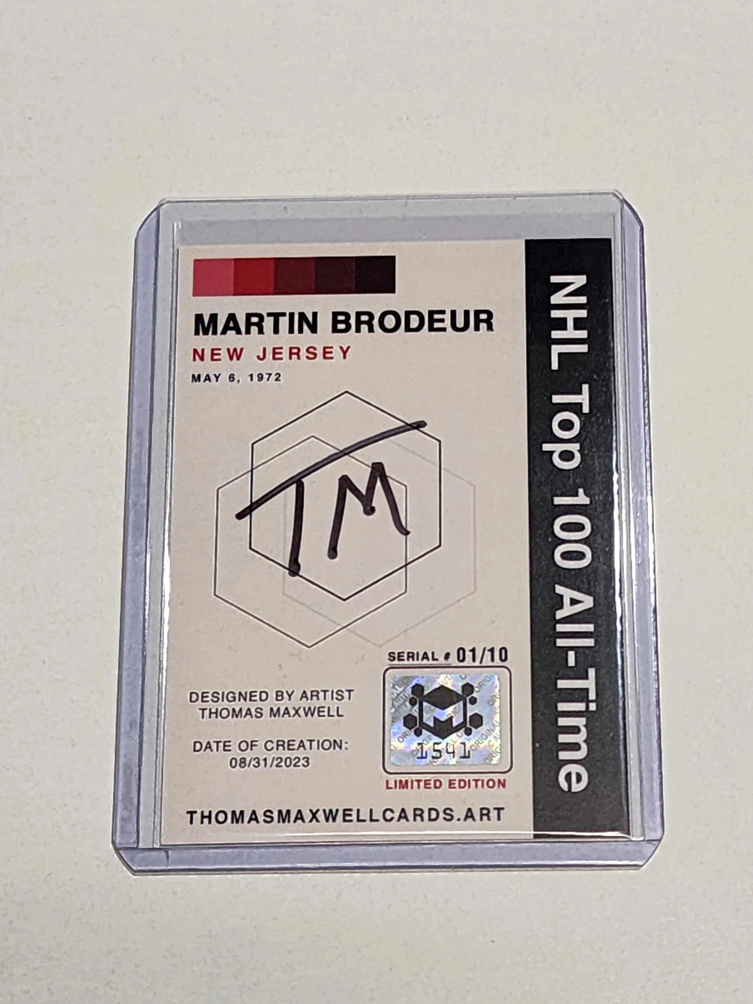 Martin Brodeur Artist Signed Hockey Art Card 1/10