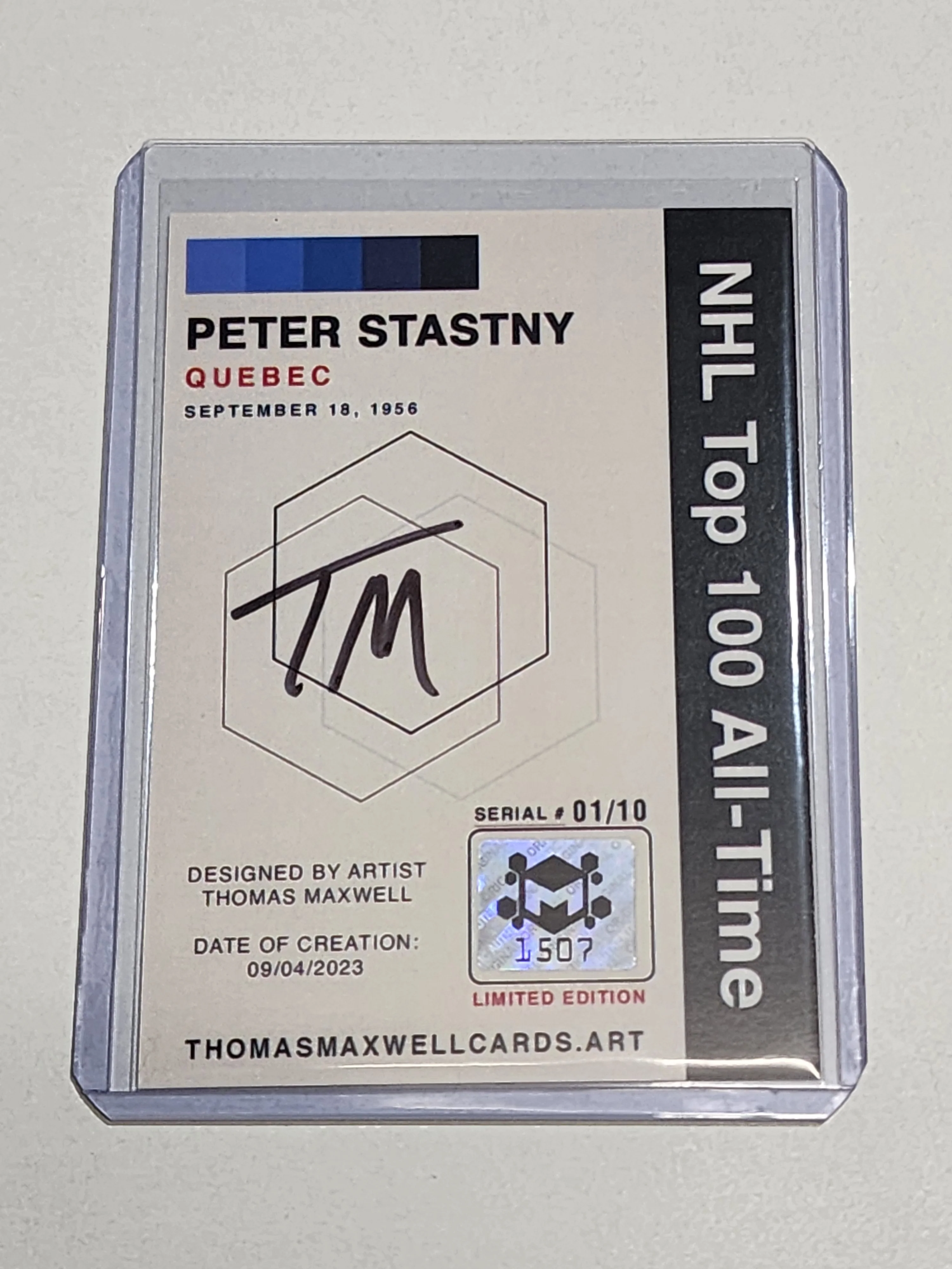 Peter Stastny Artist Signed Hockey Art Card 1/10