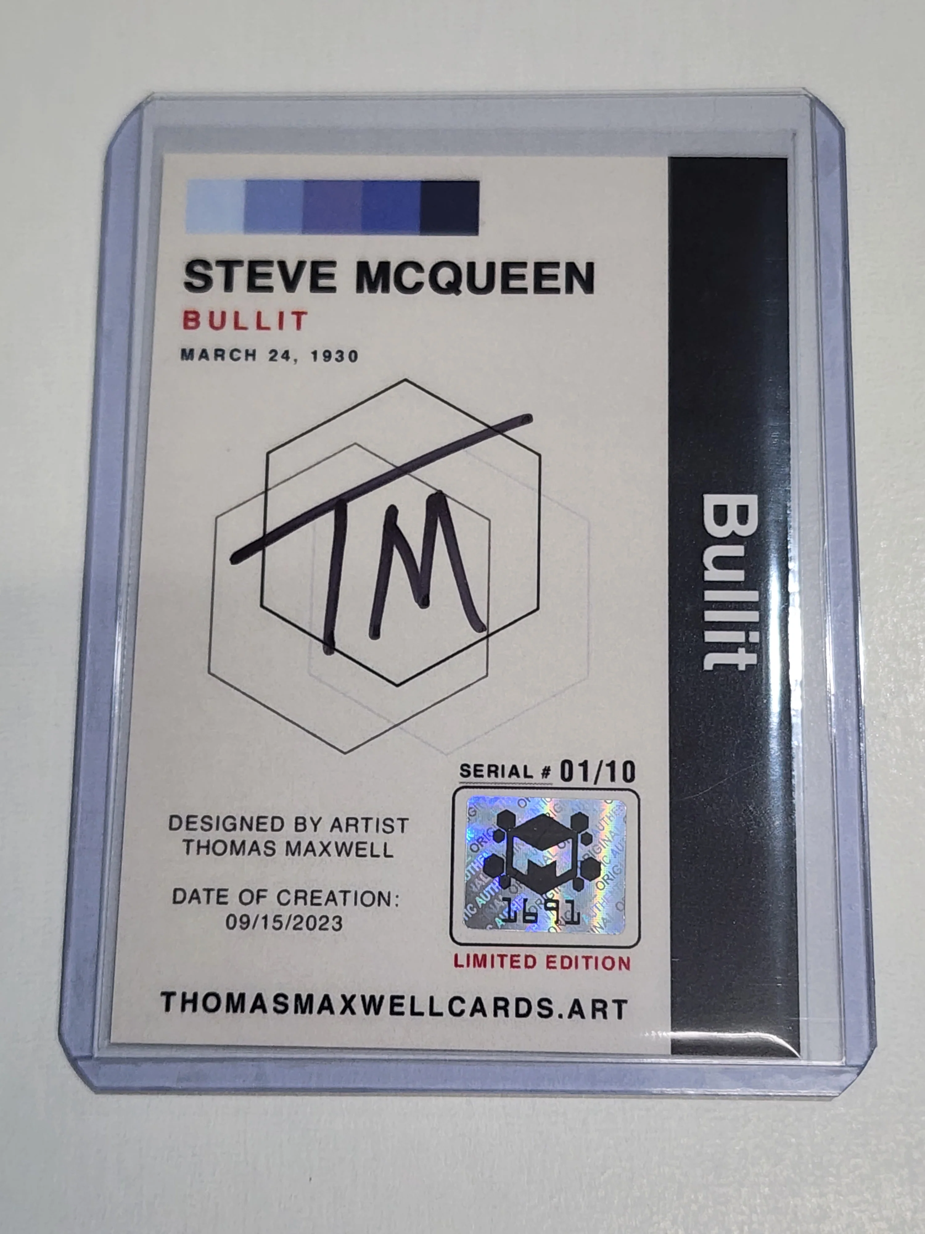 Steve McQueen Artist Signed TV/Film Art Card 1/10
