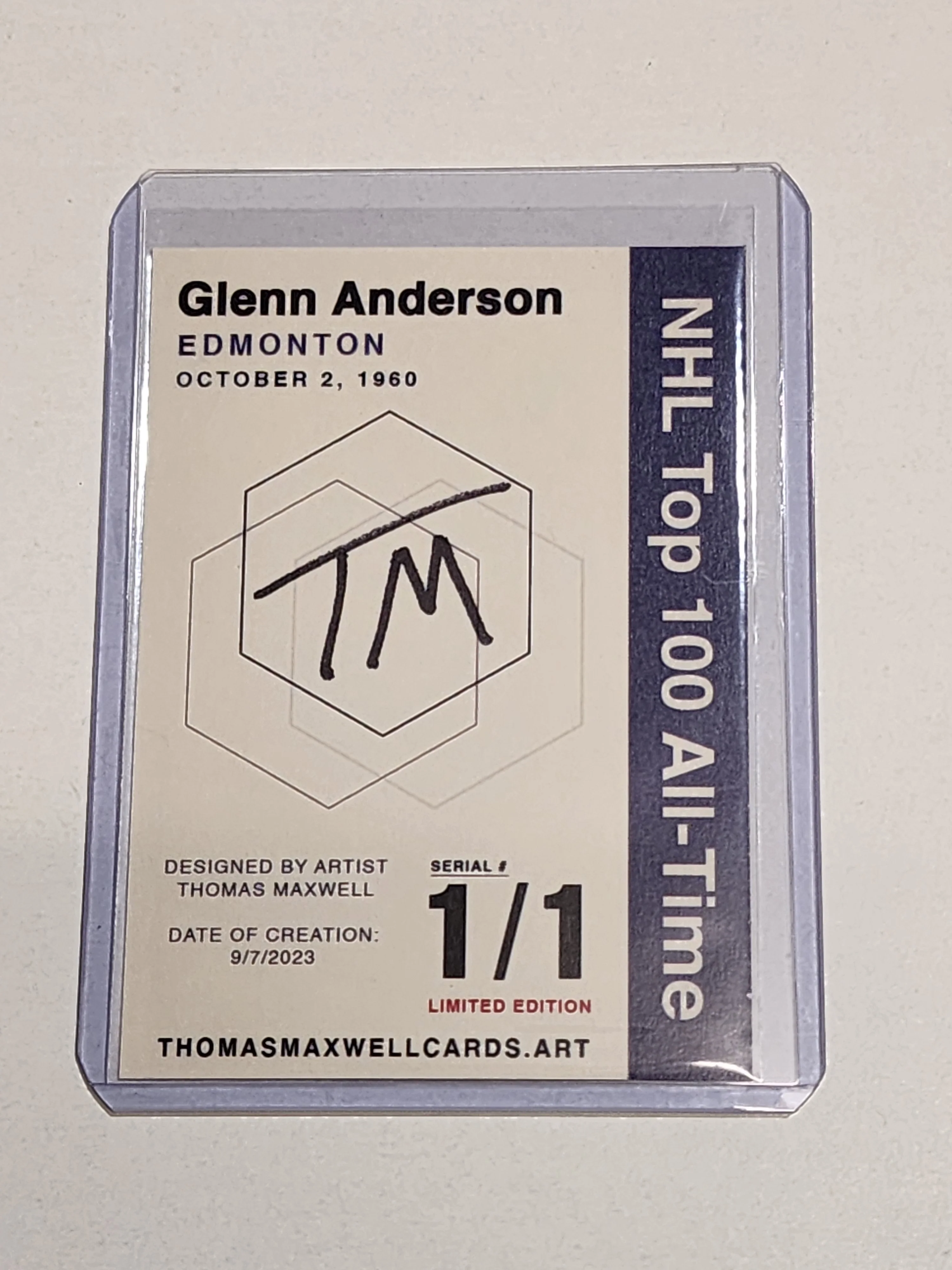 Glenn Anderson Artist Signed Edmonton Oilers Refractor Art Card 1/1