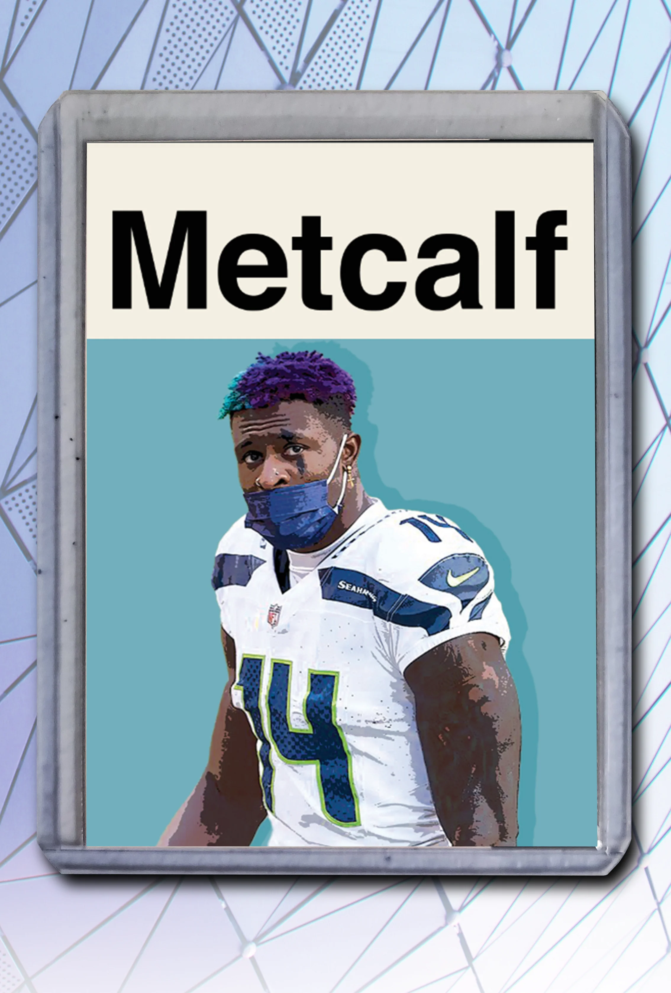 D.K. Metcalf Artist Signed Football Art Card 1/10